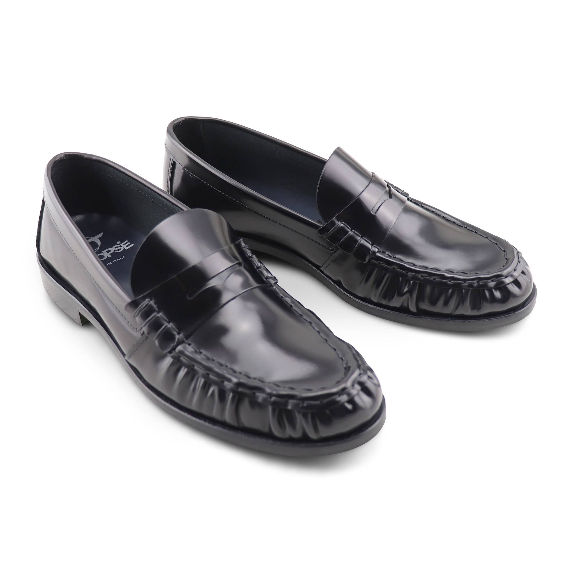 Mocassini neri in pelle abrasivata