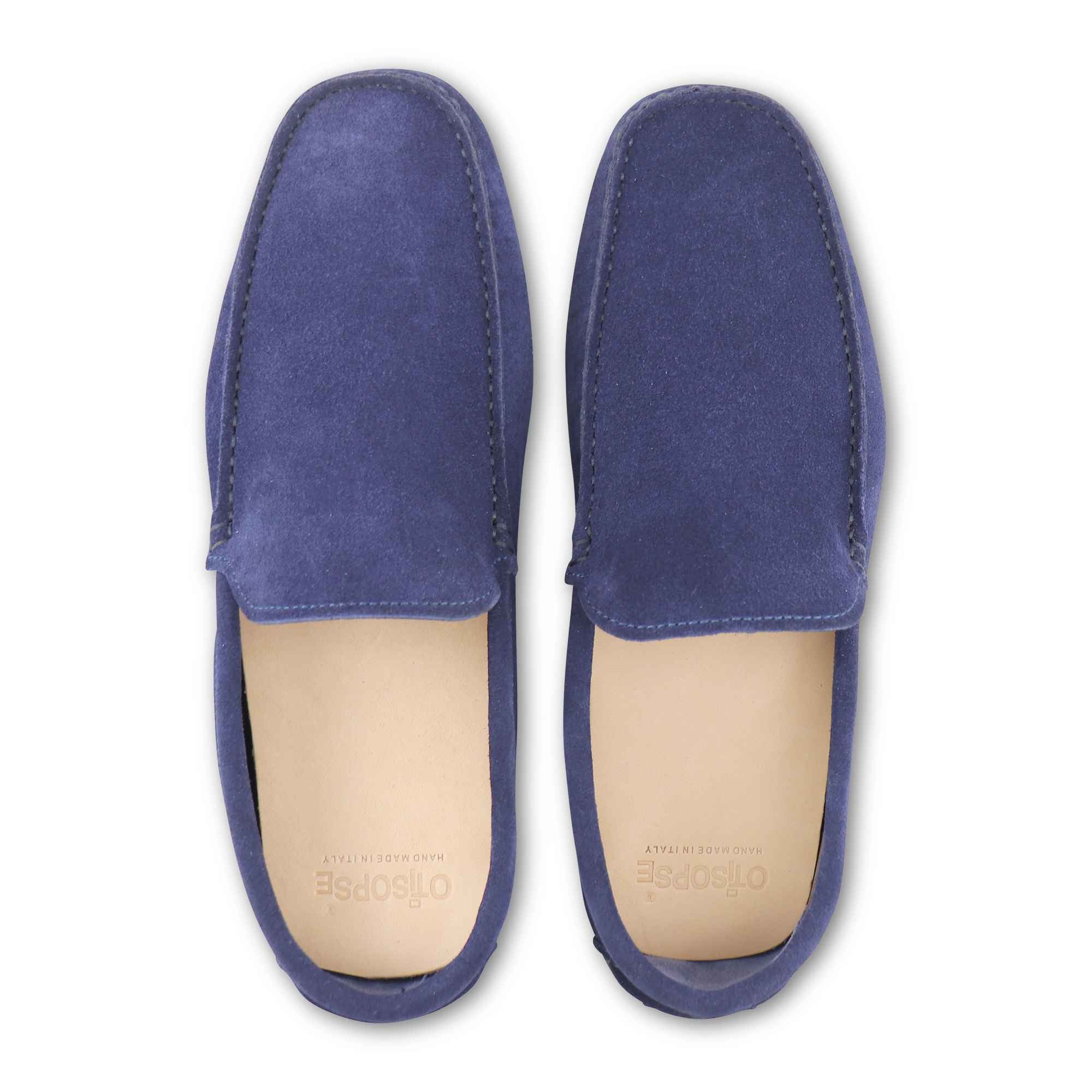 Mocassini blu in camoscio