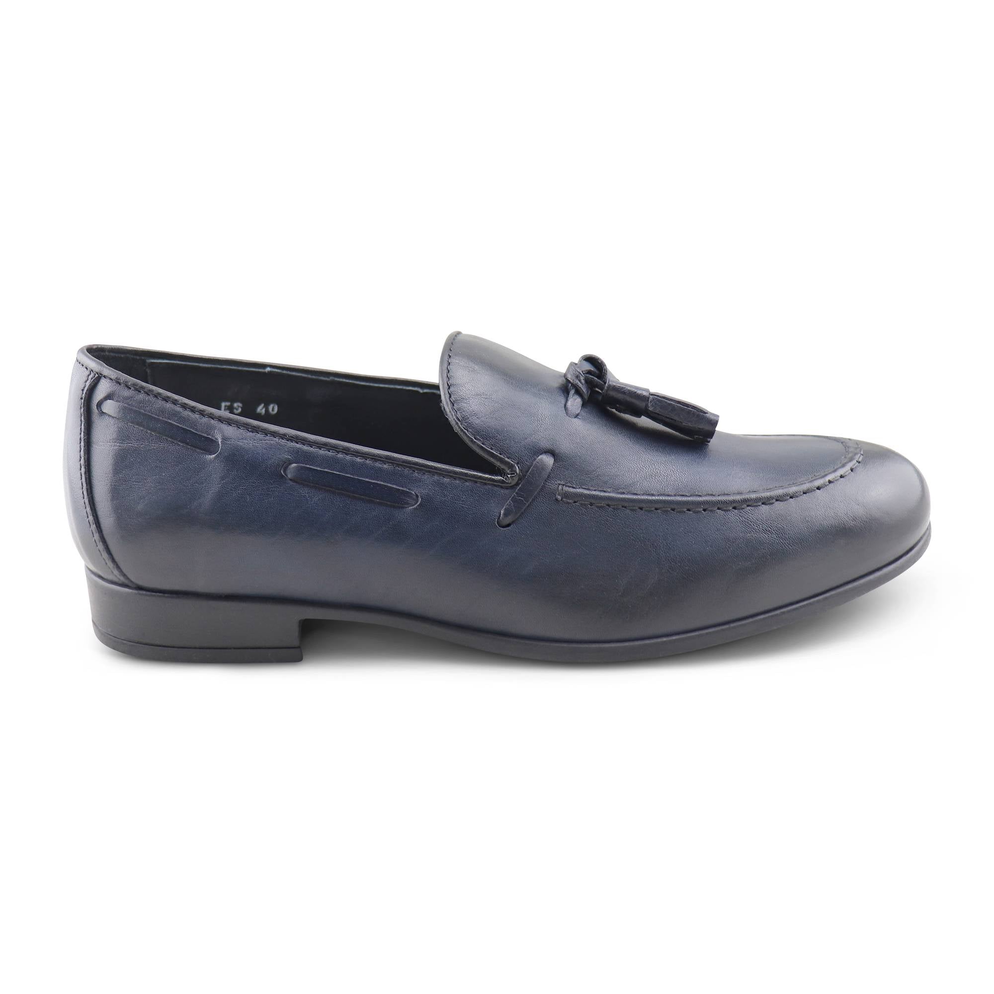 Mocassini tassel in pelle soft blu