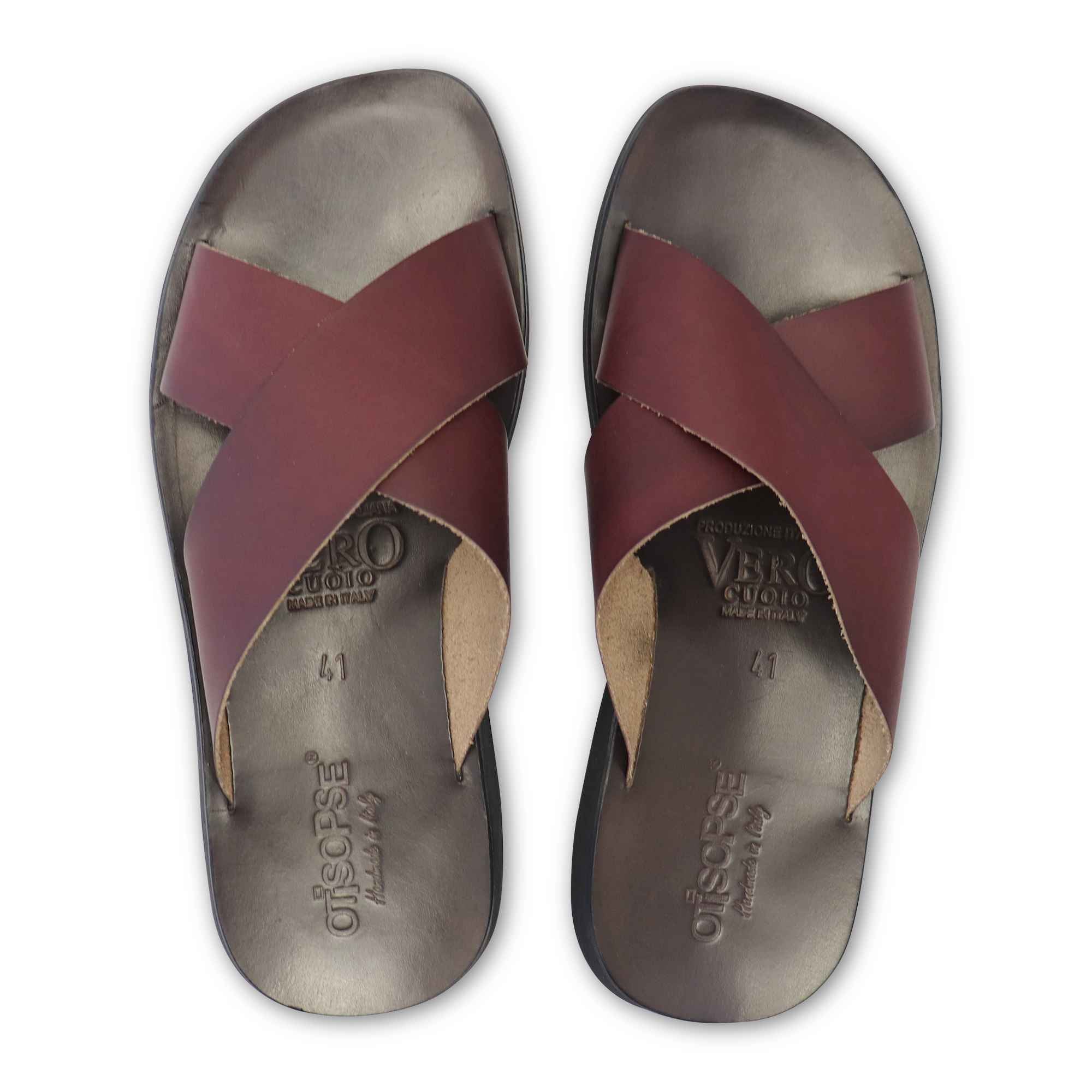 Sandali bordeaux in pelle