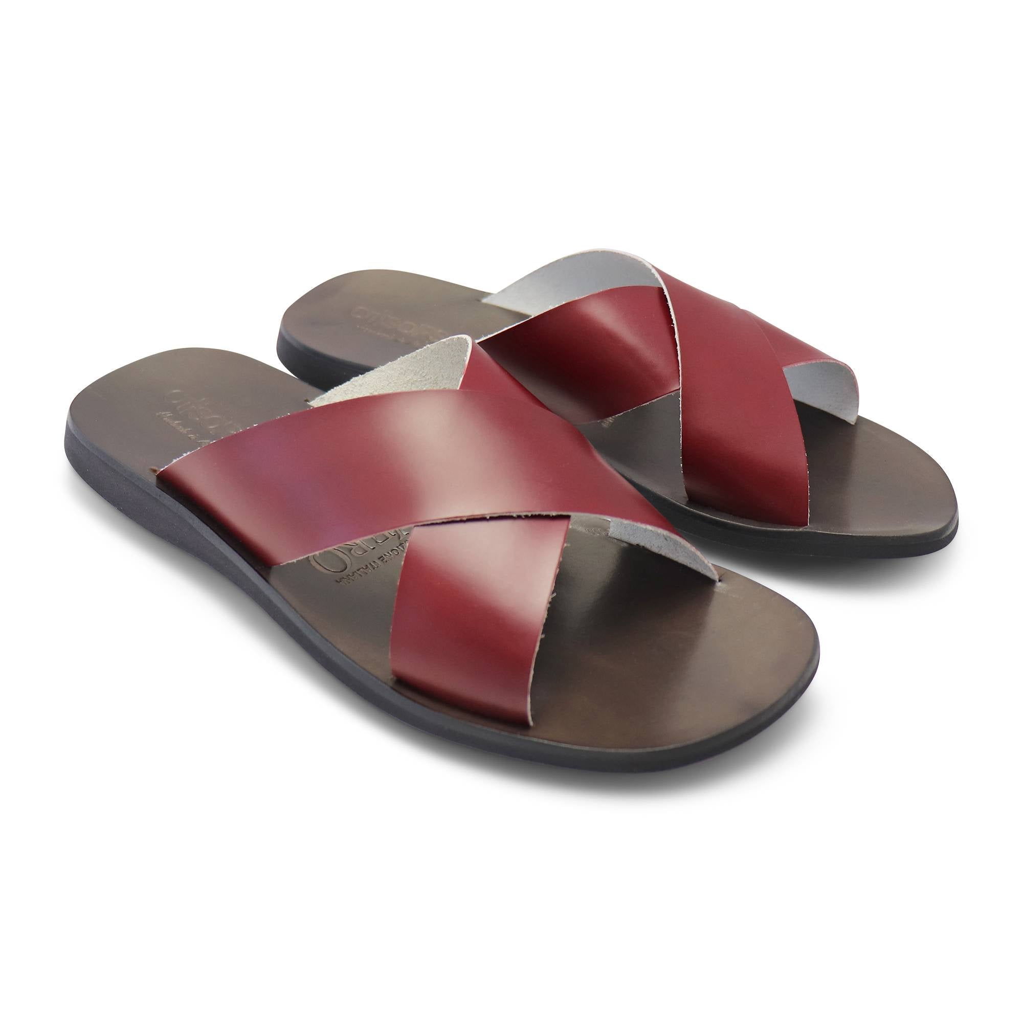 Sandali bordeaux in pelle spazzolata