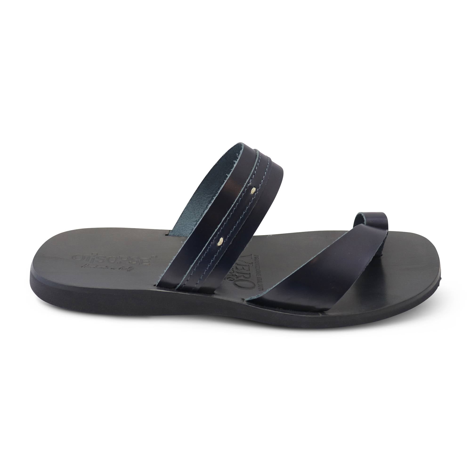 Sandali uomo blu in vernice