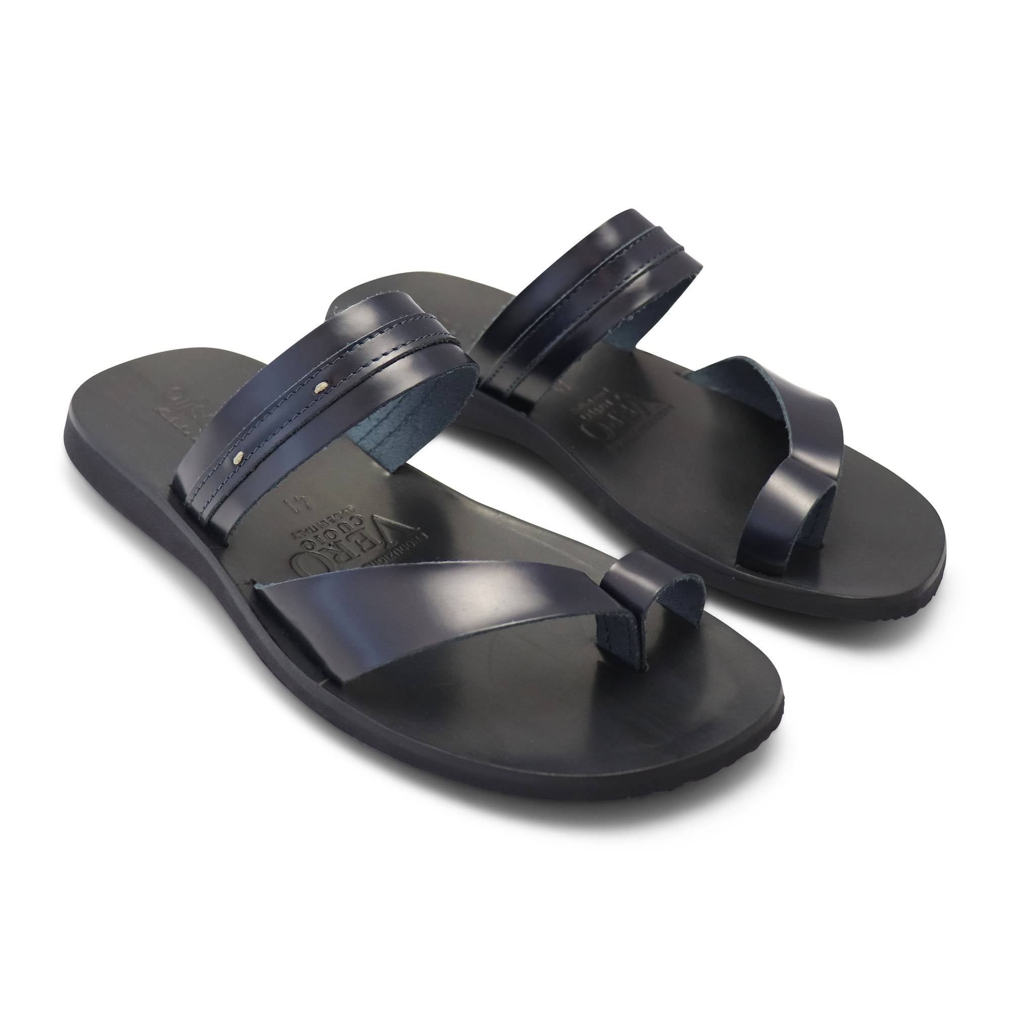 Sandali uomo blu in vernice