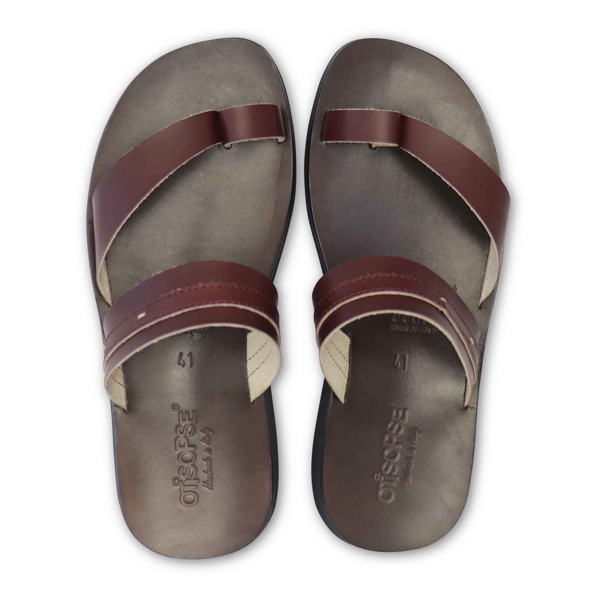 Sandali uomo bordeaux in pelle