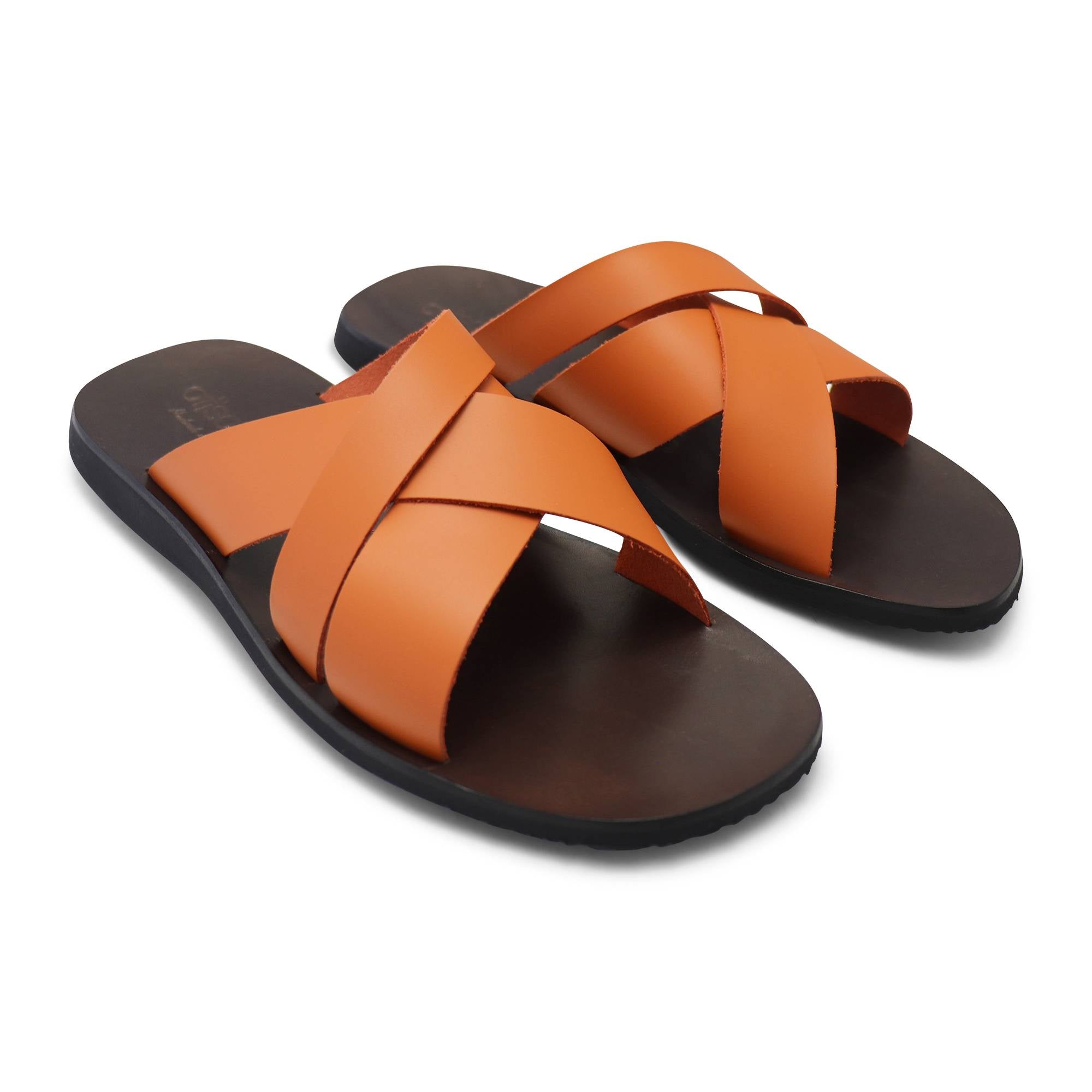Sandali uomo in pelle arancio