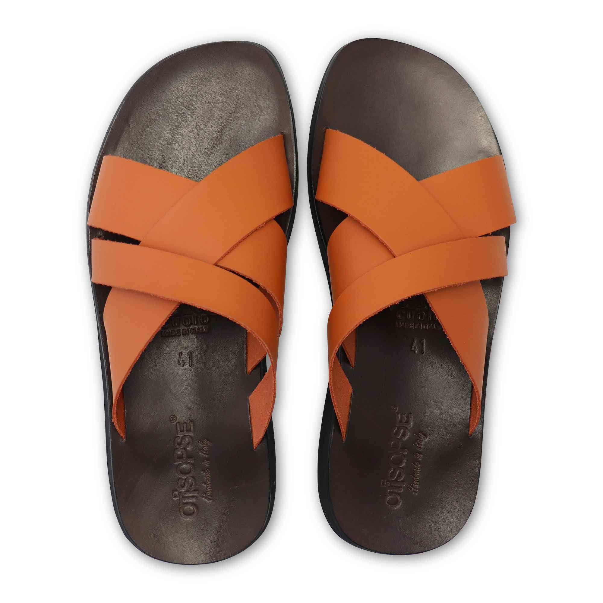 Sandali uomo in pelle arancio
