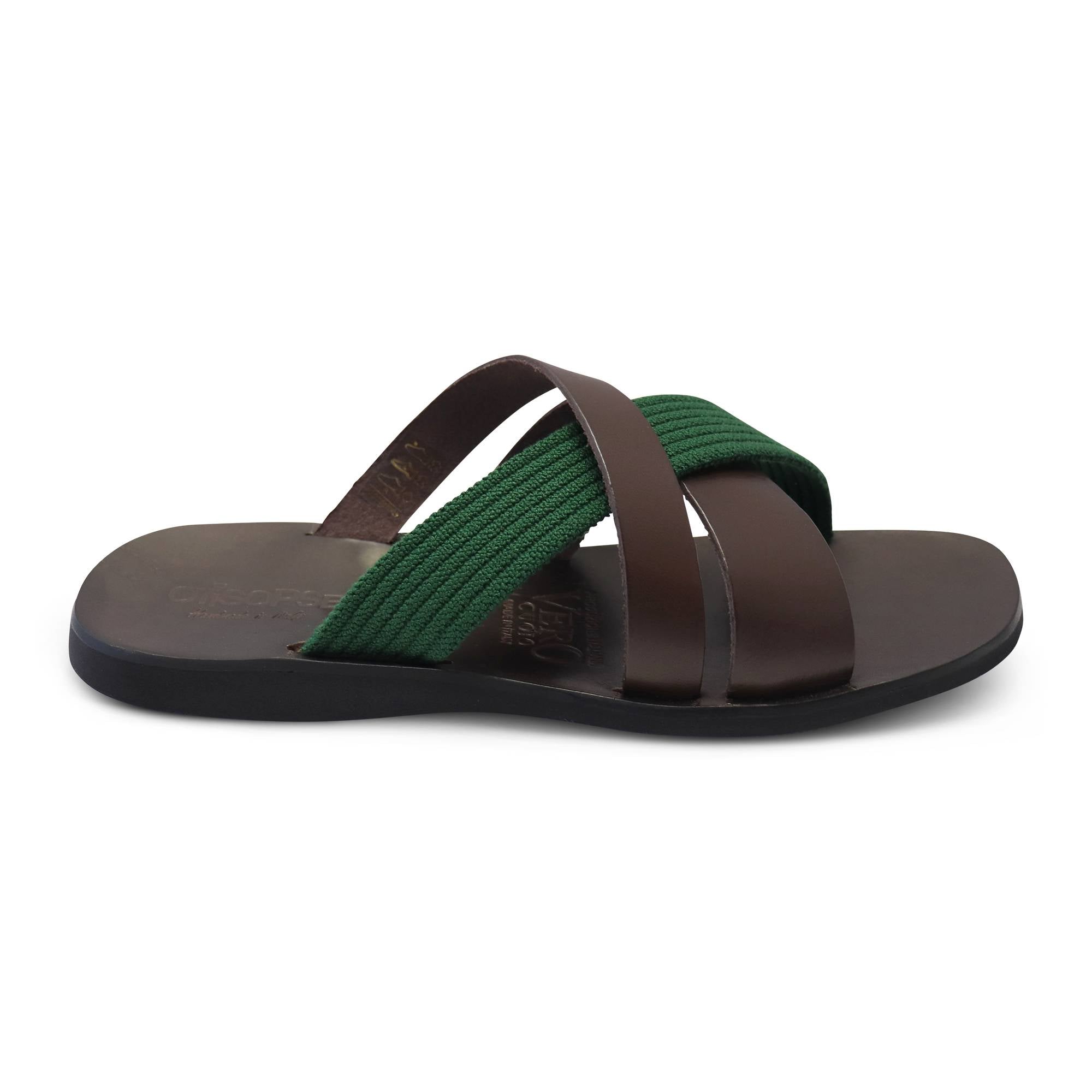 Sandali moro in pelle elastico verde