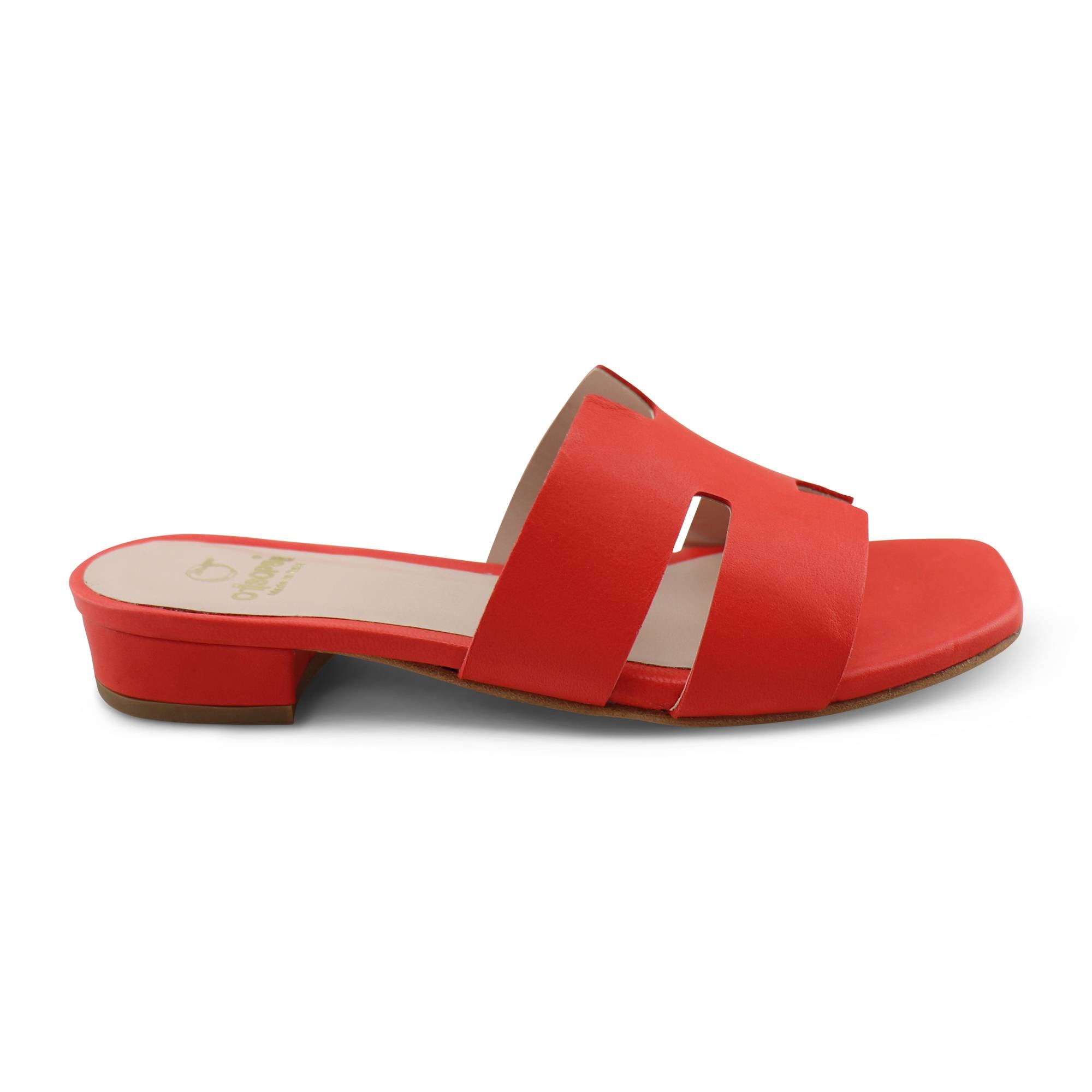 Ciabatta corallo in pelle tacco 20