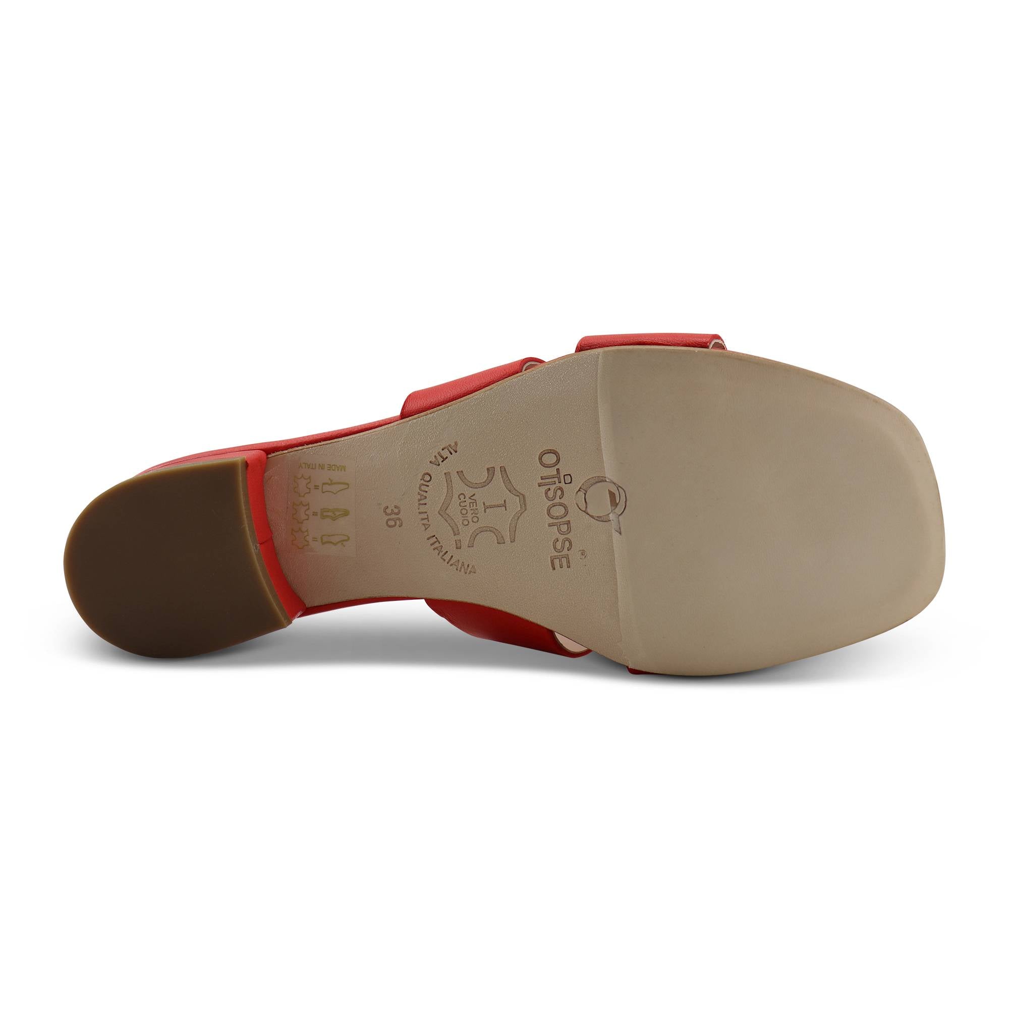 Ciabatta corallo in pelle tacco 20