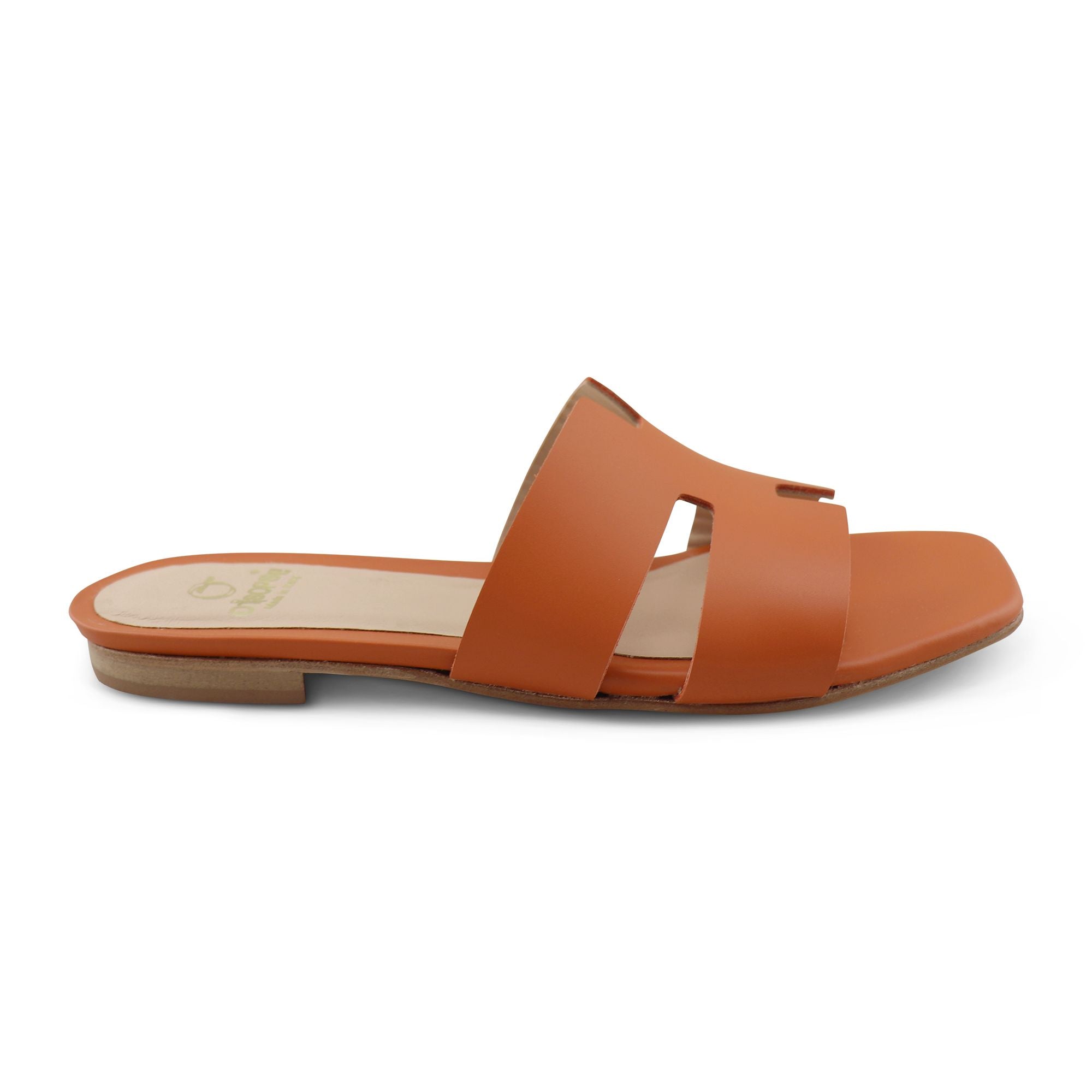 Ciabatta orange in pelle tacco 10