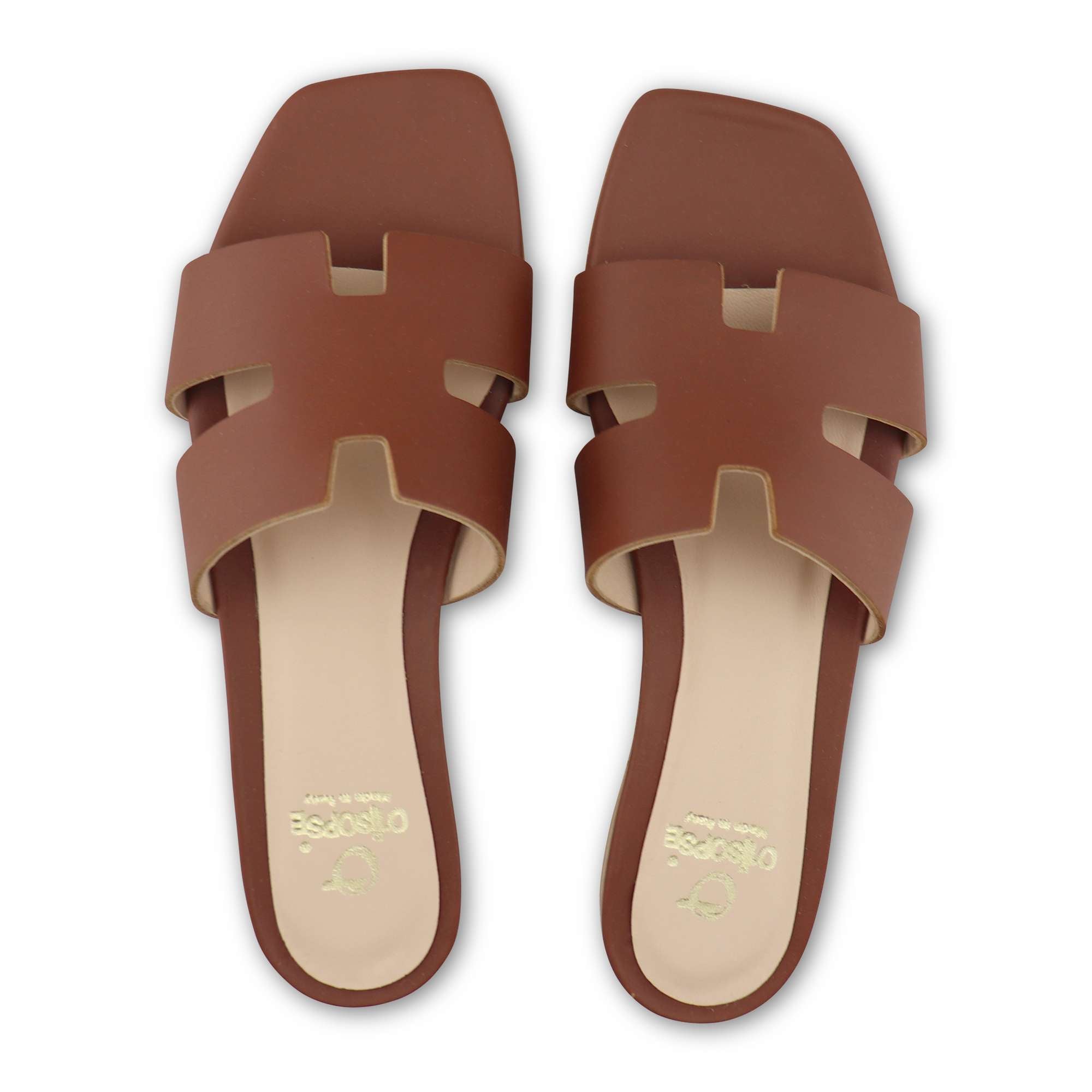 Ciabatta cognac in pelle tacco 10