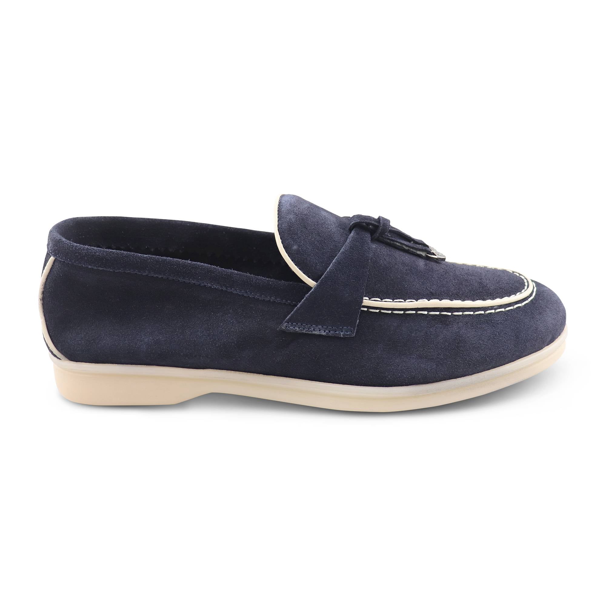 Mocassini uomo blu in camoscio