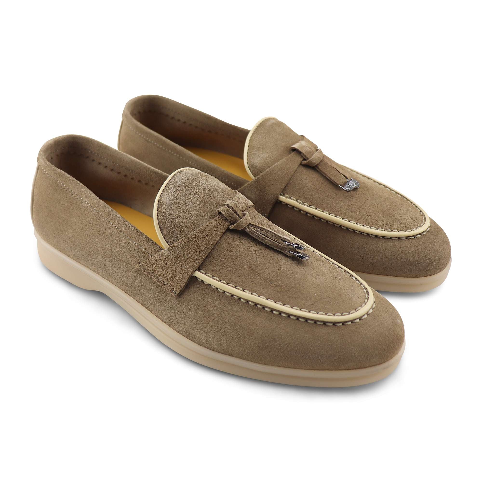 Mocassini uomo beige in camoscio