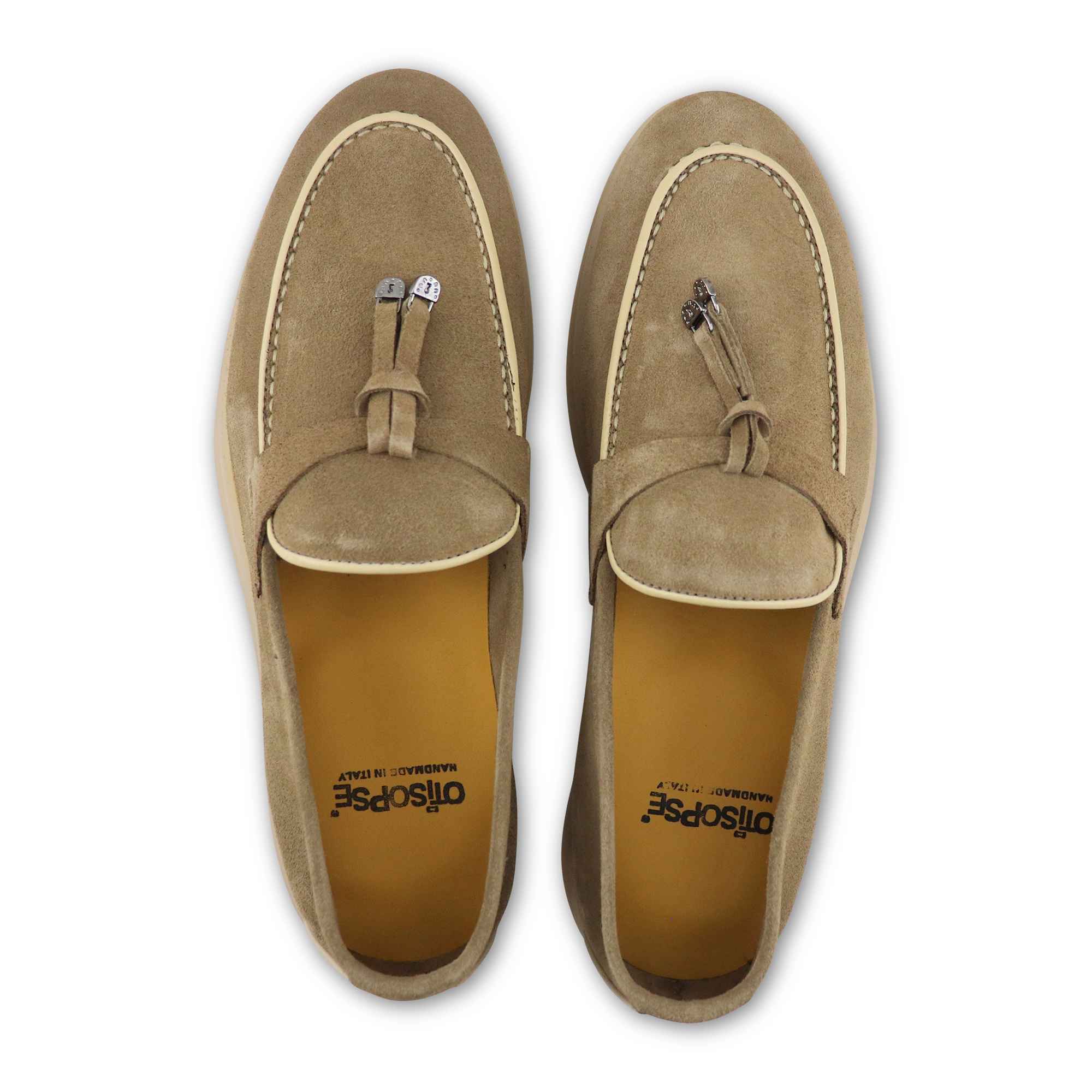 Mocassini uomo beige in camoscio