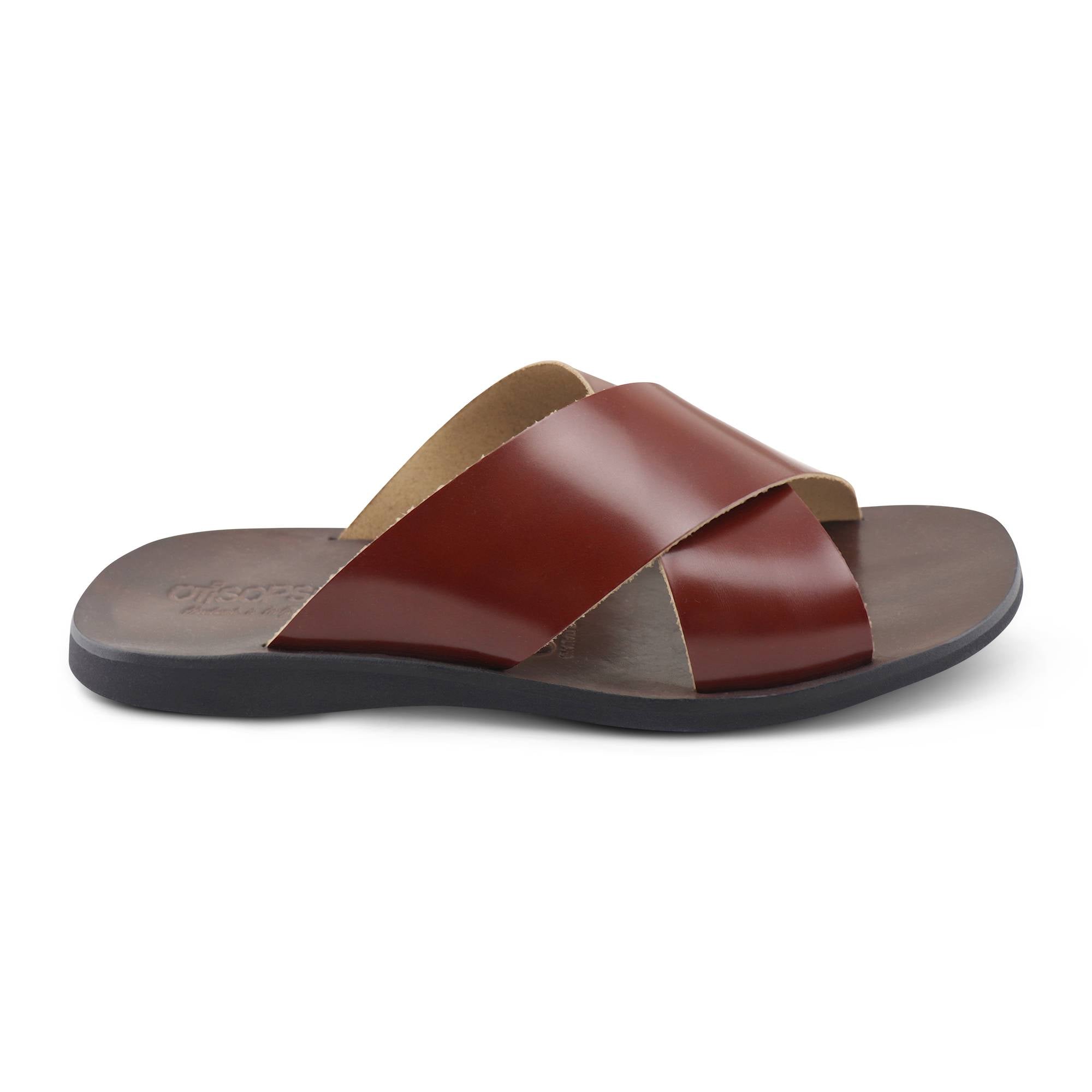 Sandali cuoio in pelle lucido