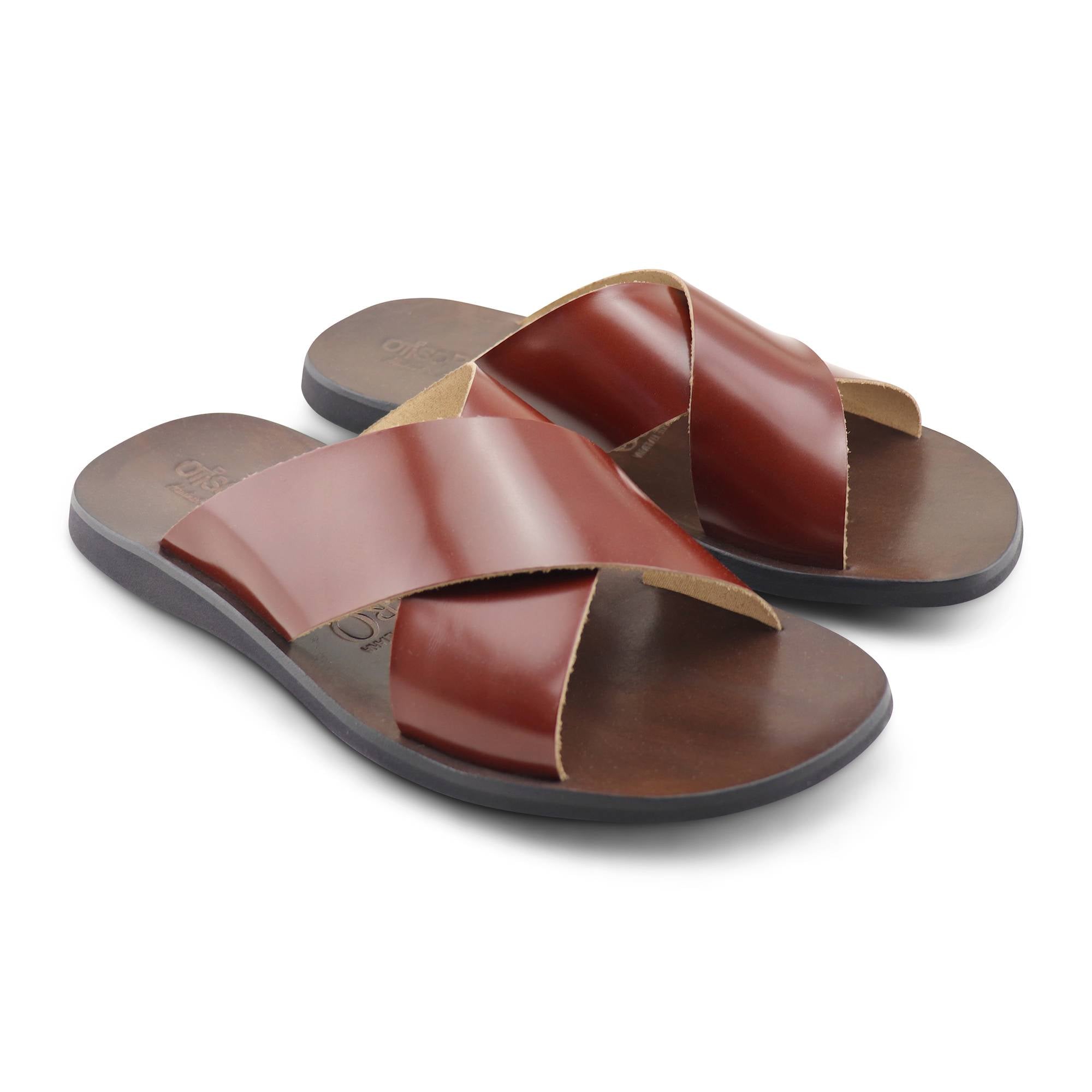 Sandali cuoio in pelle lucido