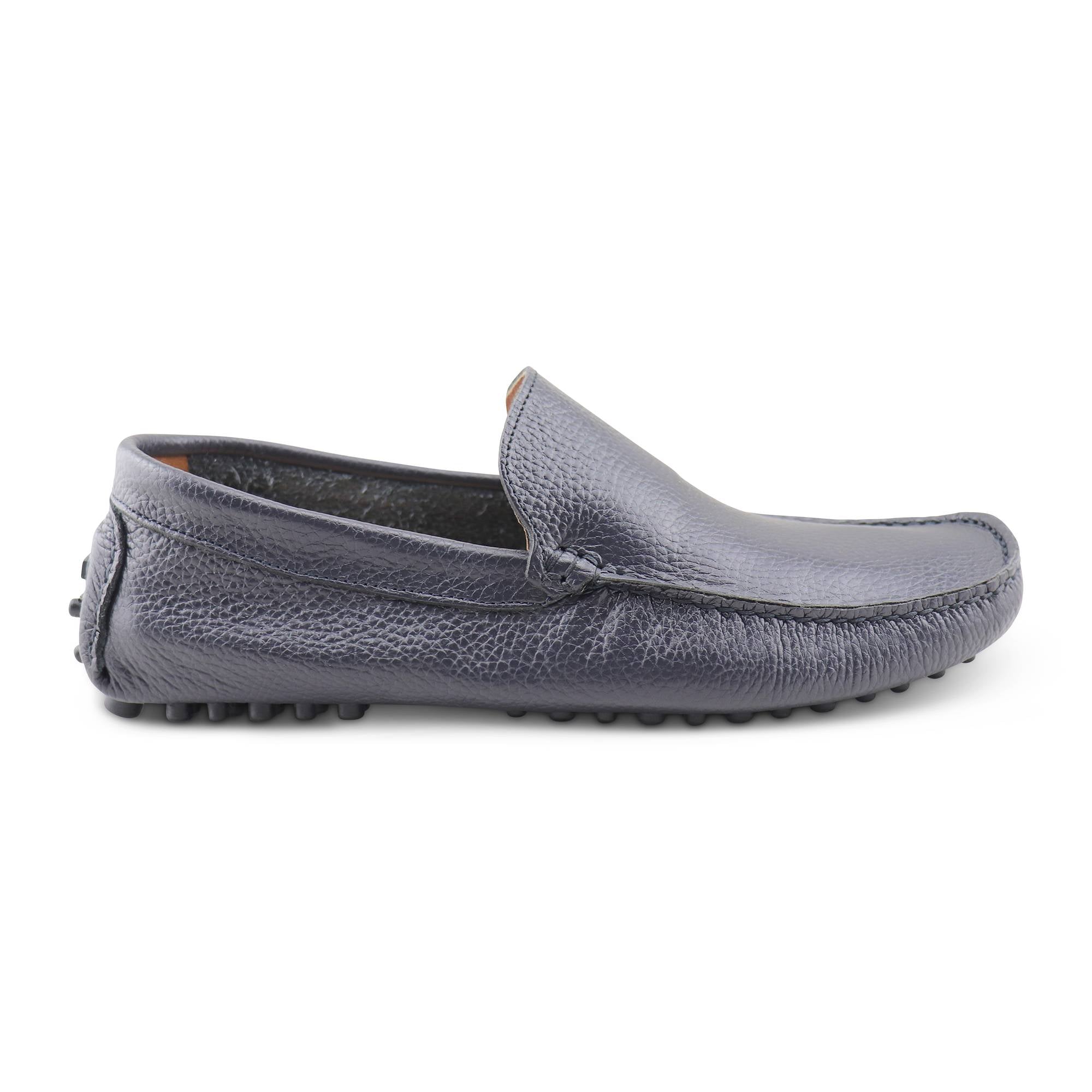 Mocassini blu in pelle martellata