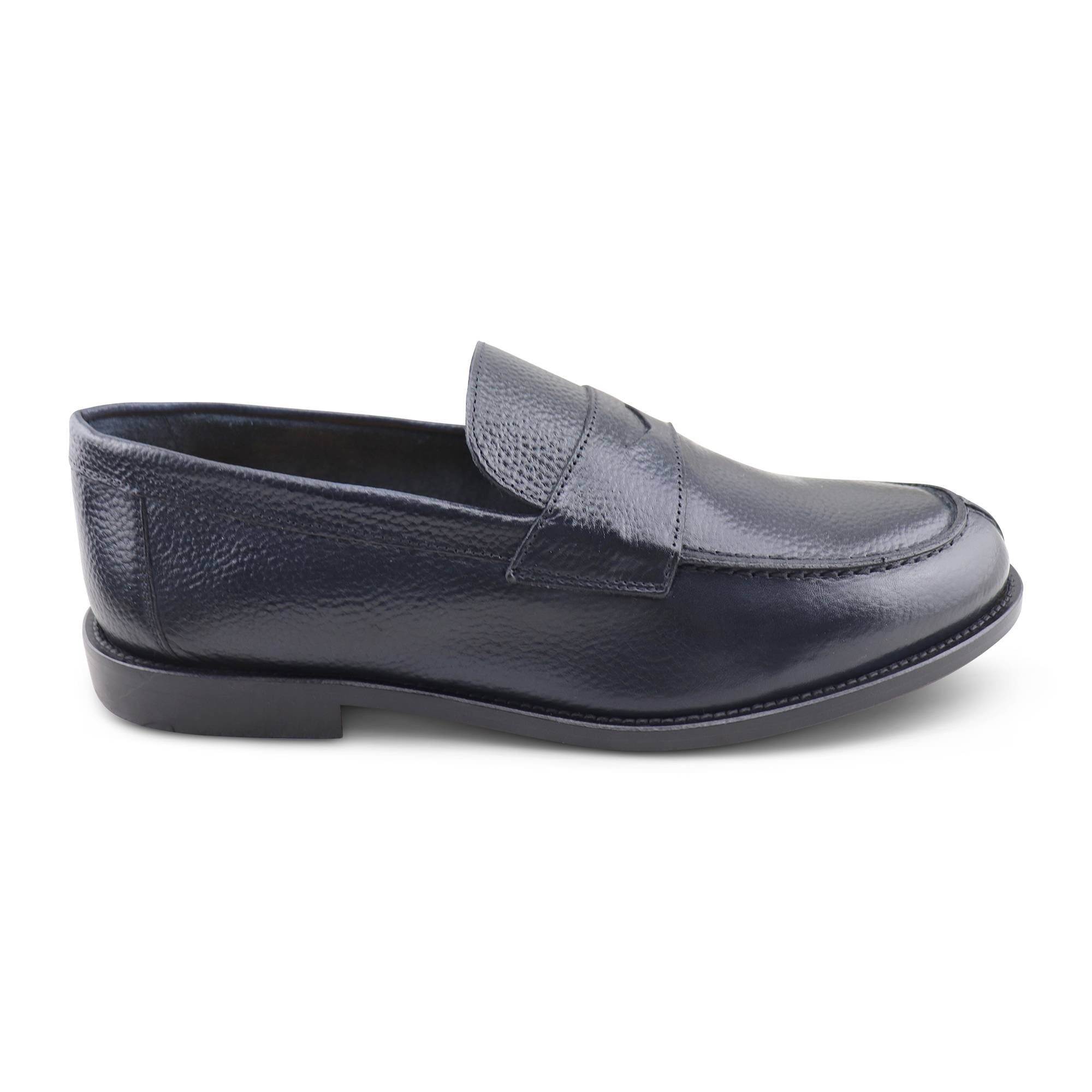 Mocassino college uomo in pelle bottolata blu