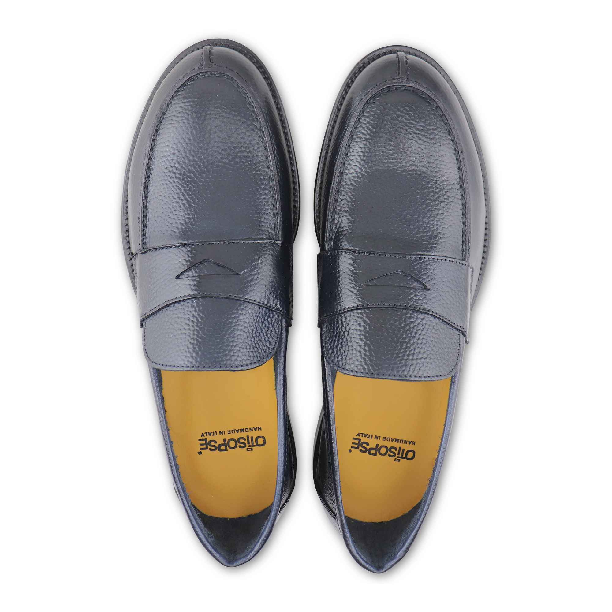 Mocassino college uomo in pelle bottolata blu