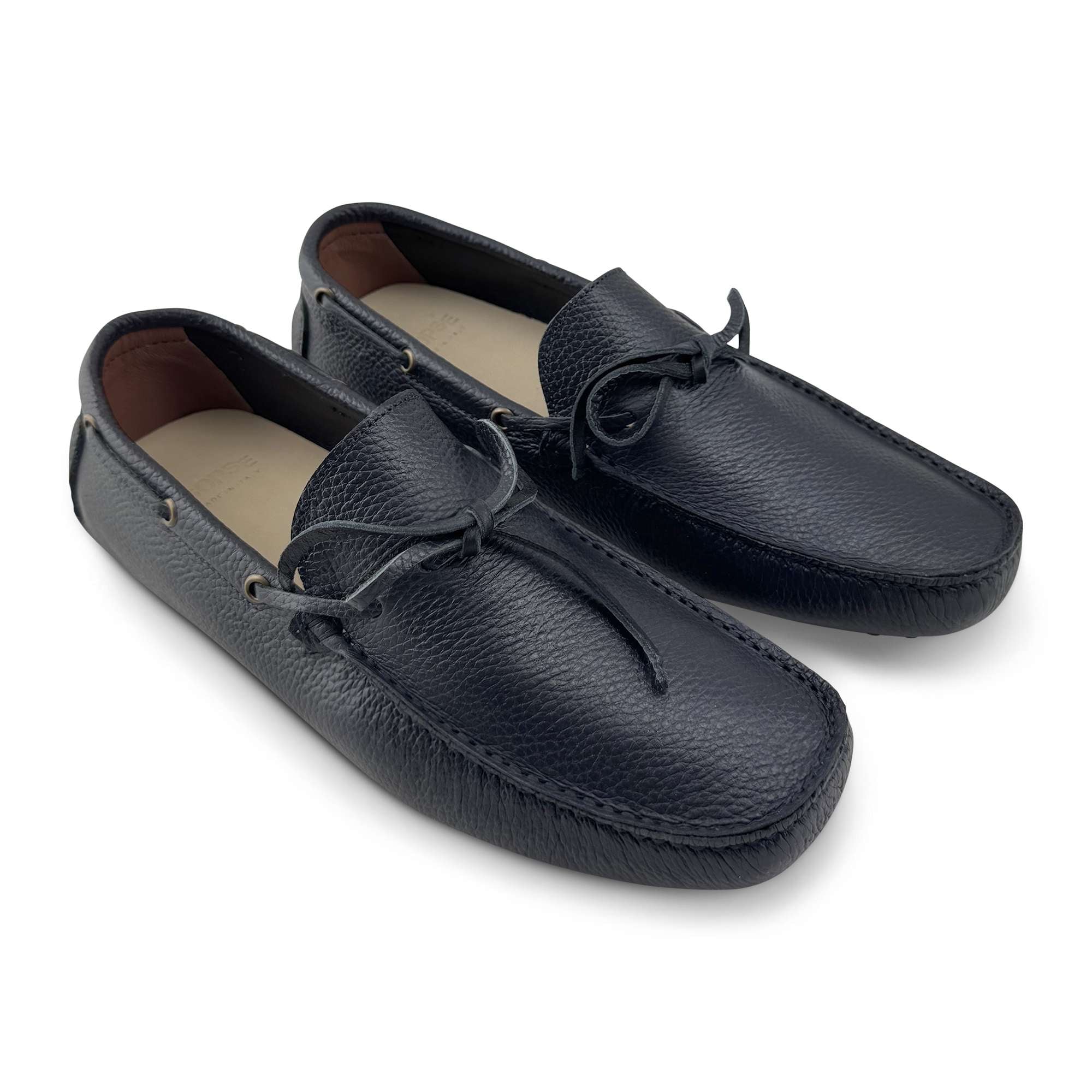 Gommini blu in pelle bottolata