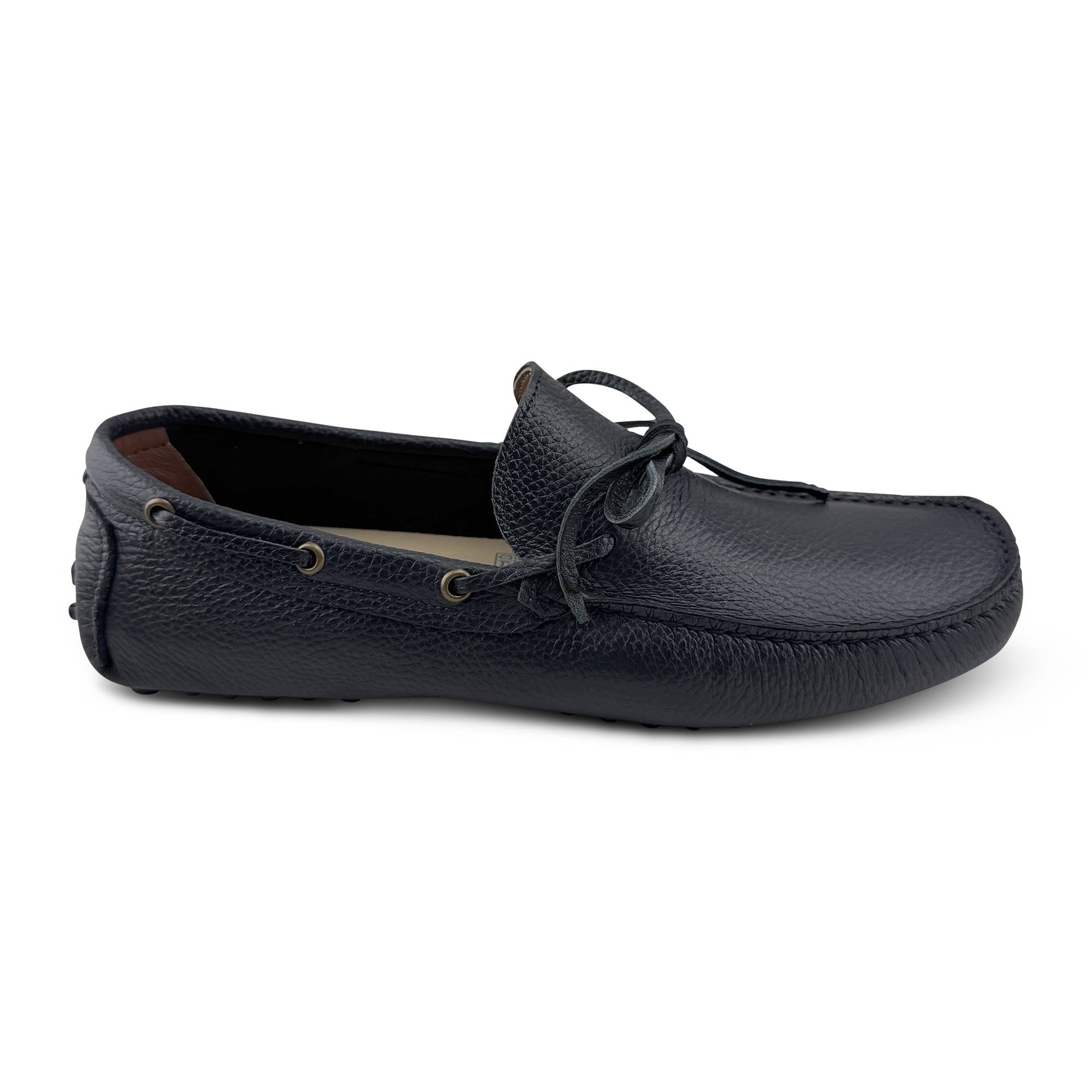 Gommini blu in pelle bottolata
