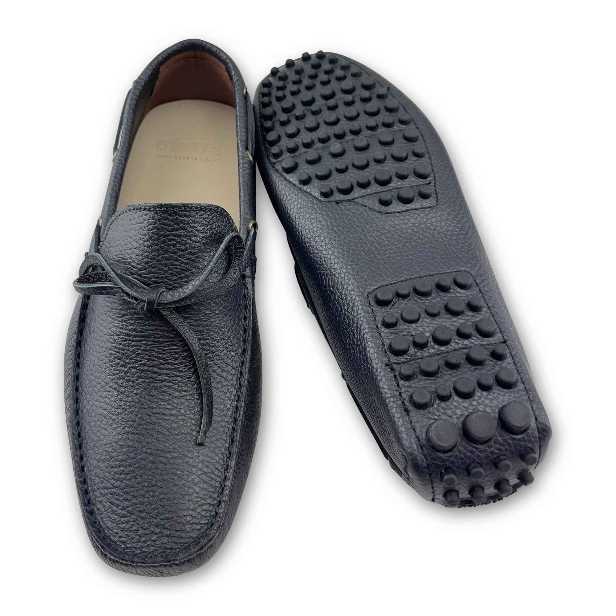Gommini blu in pelle bottolata