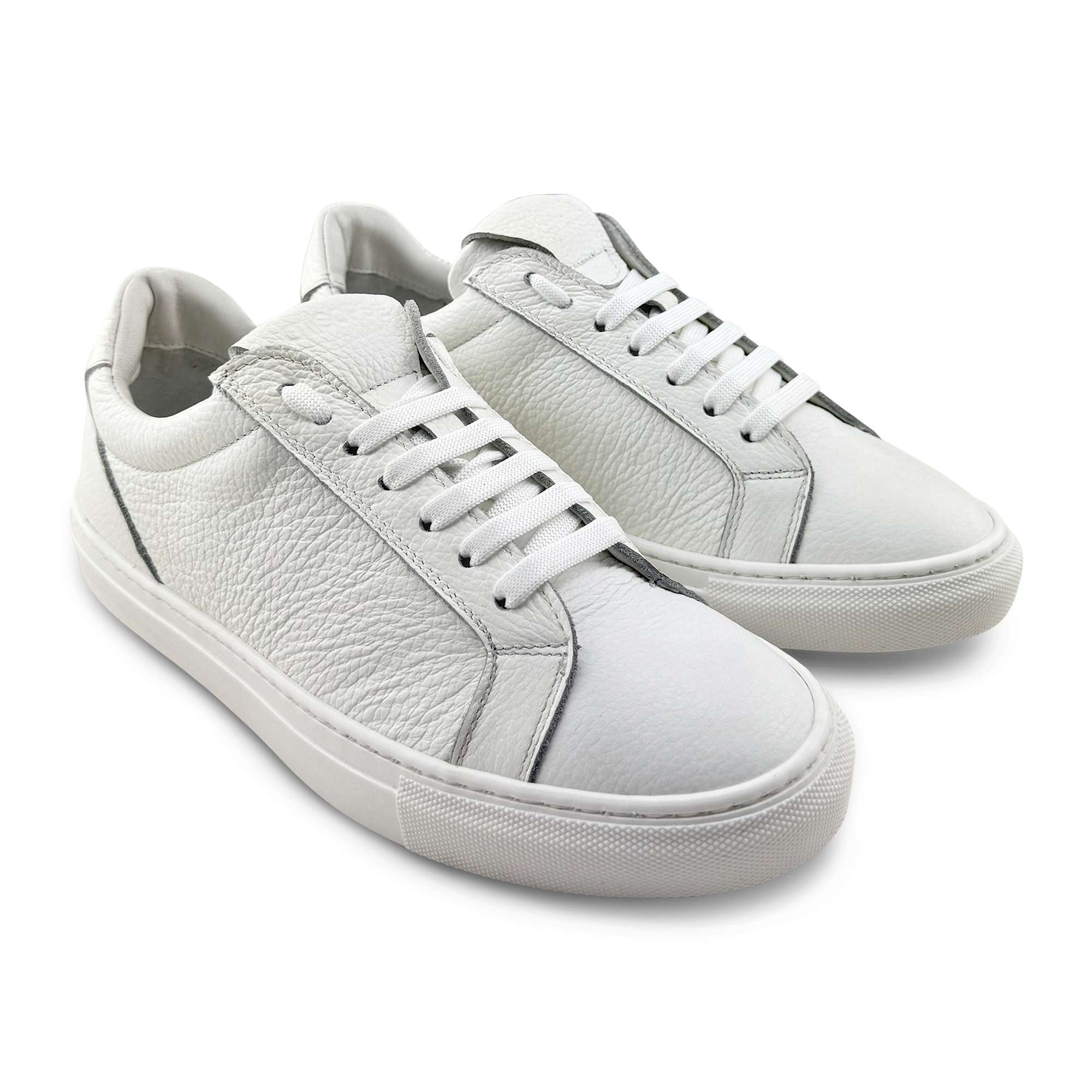 Sneakers bianco in pelle martellata