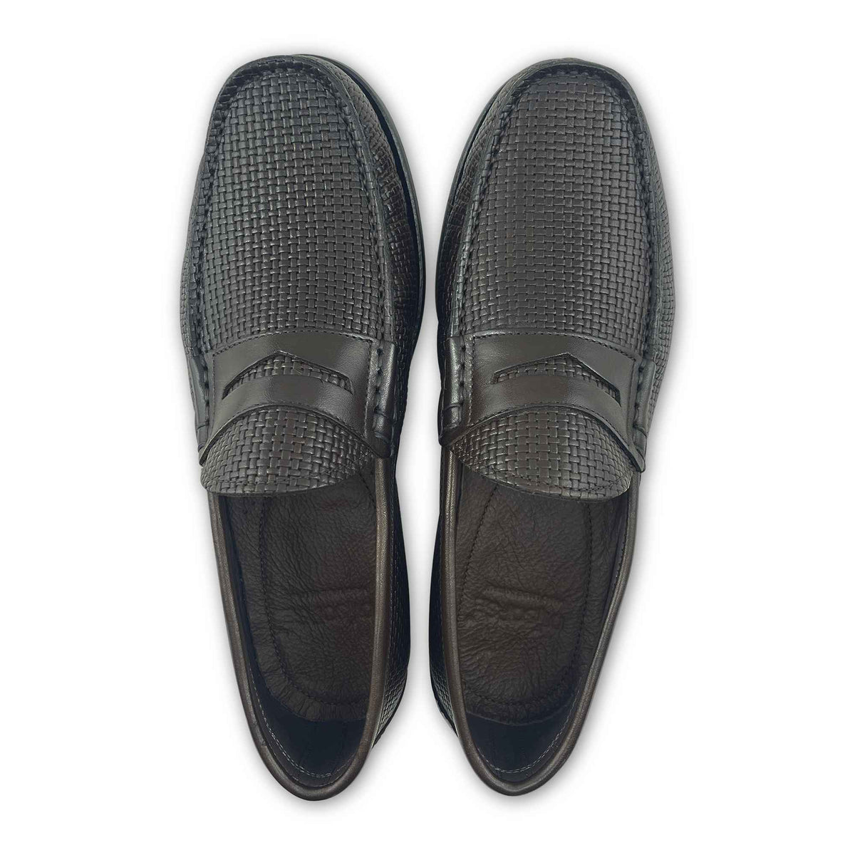 Mocassino in pelle intrecciata testa di moro