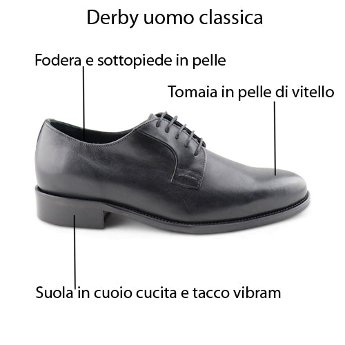 Derby shoes in smooth black leather