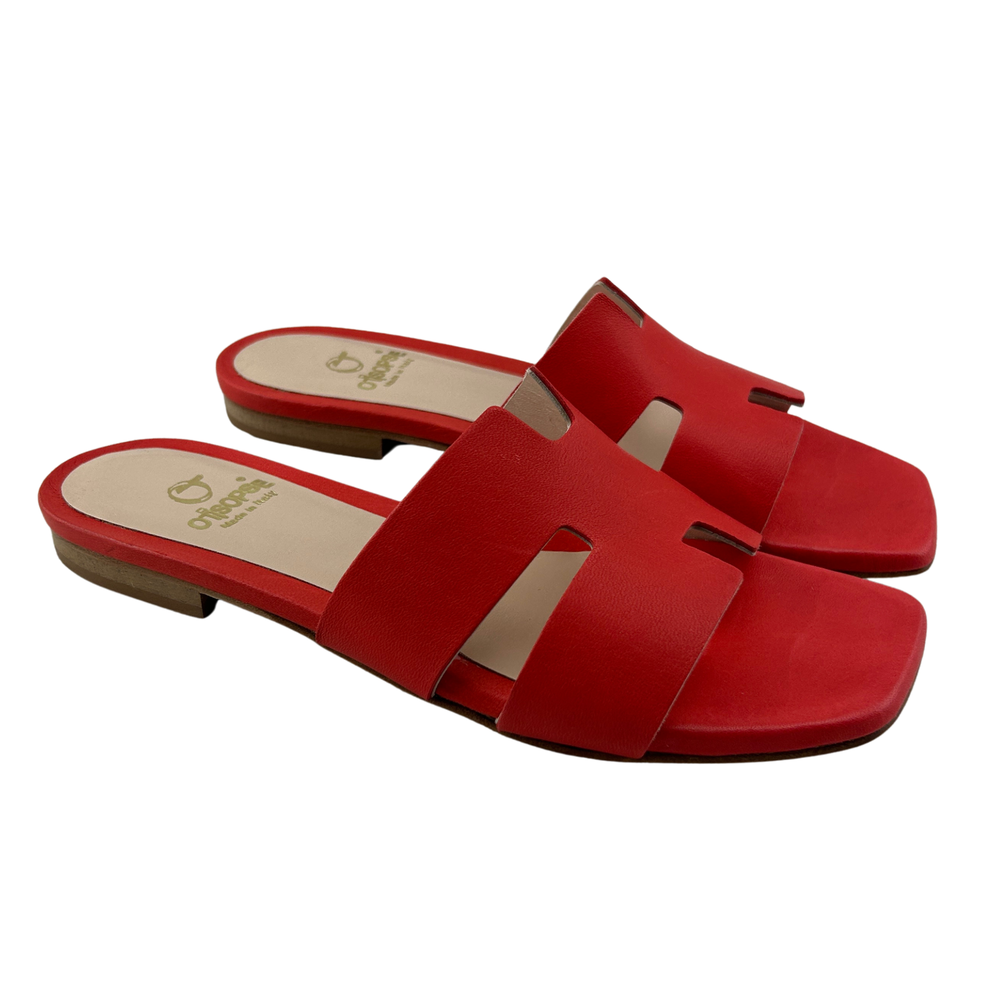 Ciabatta corallo in pelle tacco 10