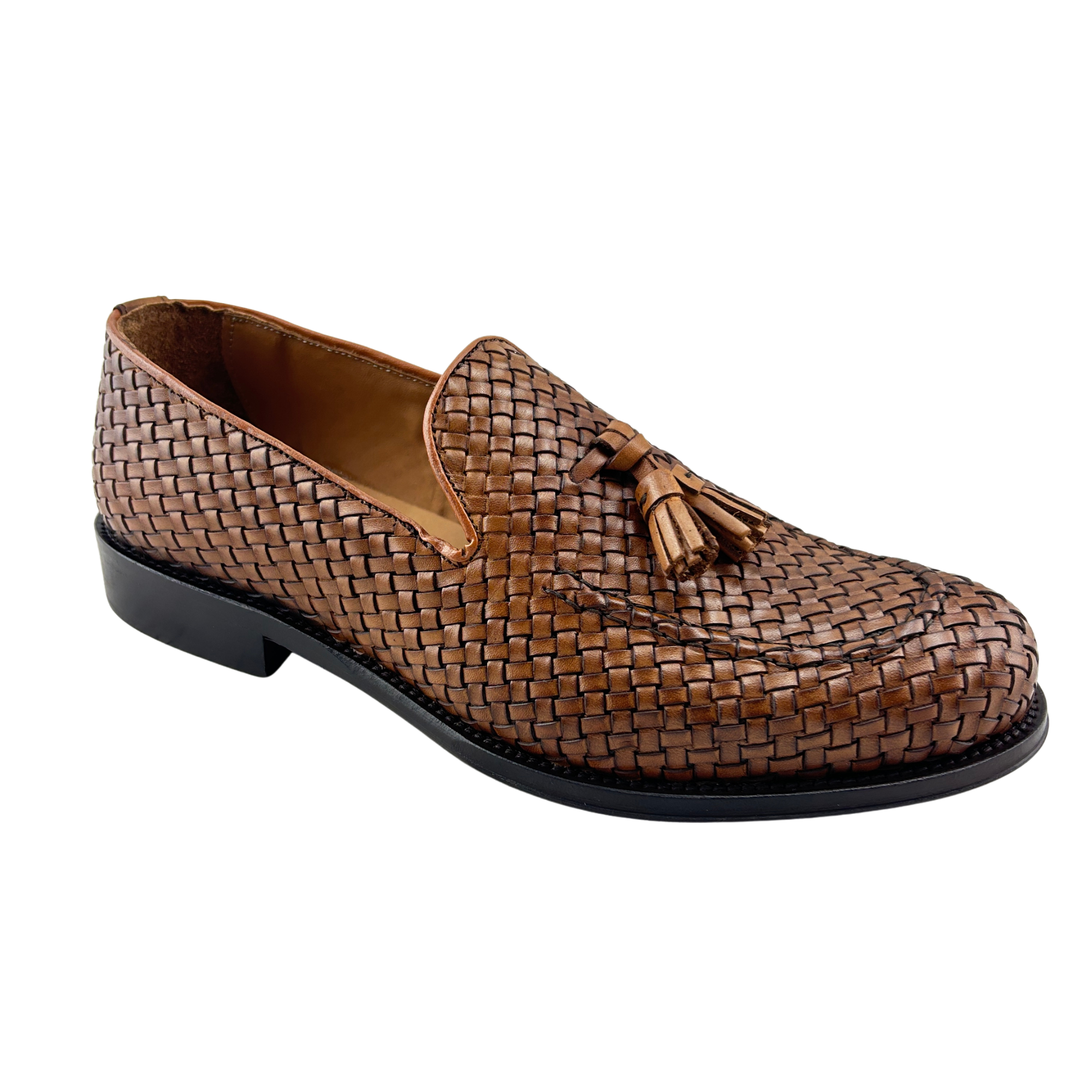 Slipper cuoio in pelle intrecciata