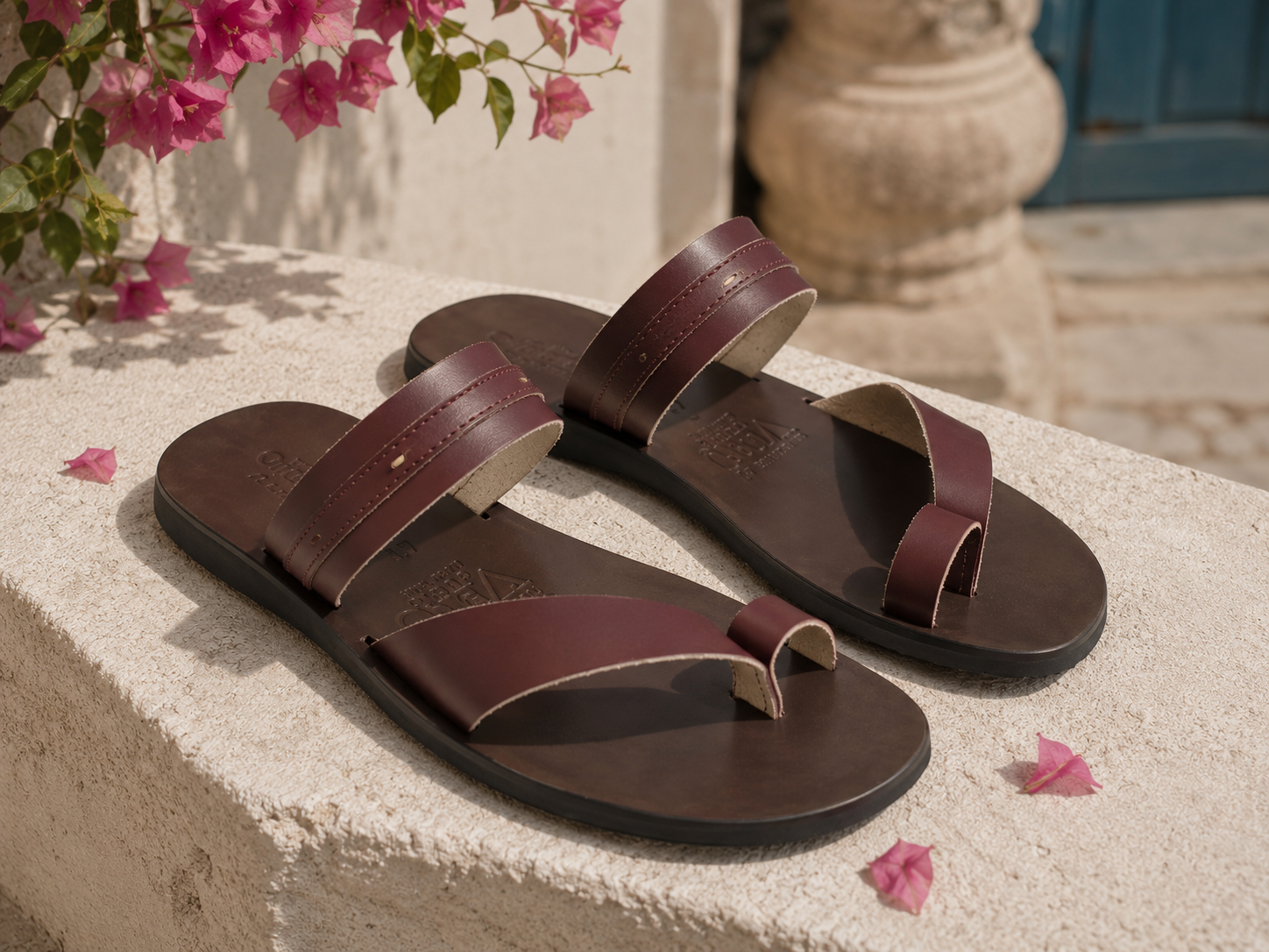 Sandali uomo bordeaux in pelle