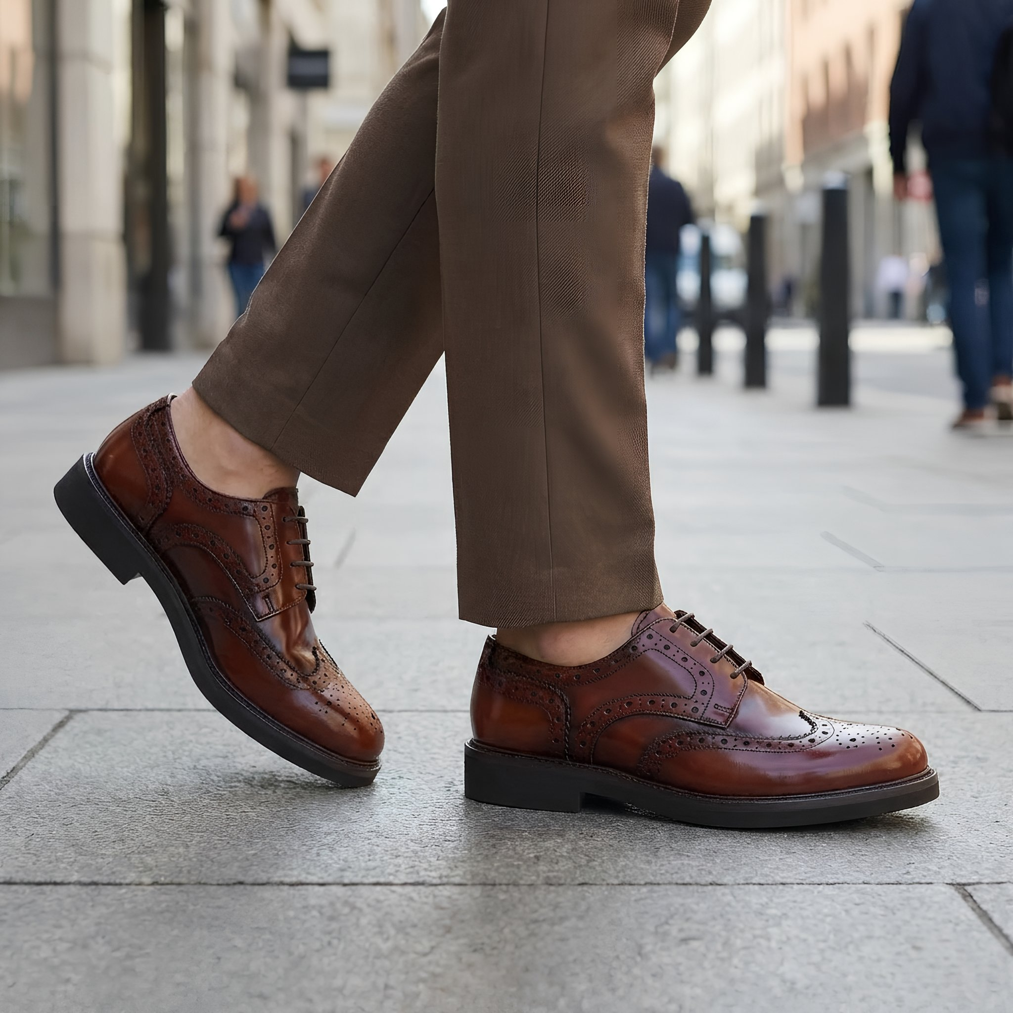 Derby cuoio in pelle spazzolata