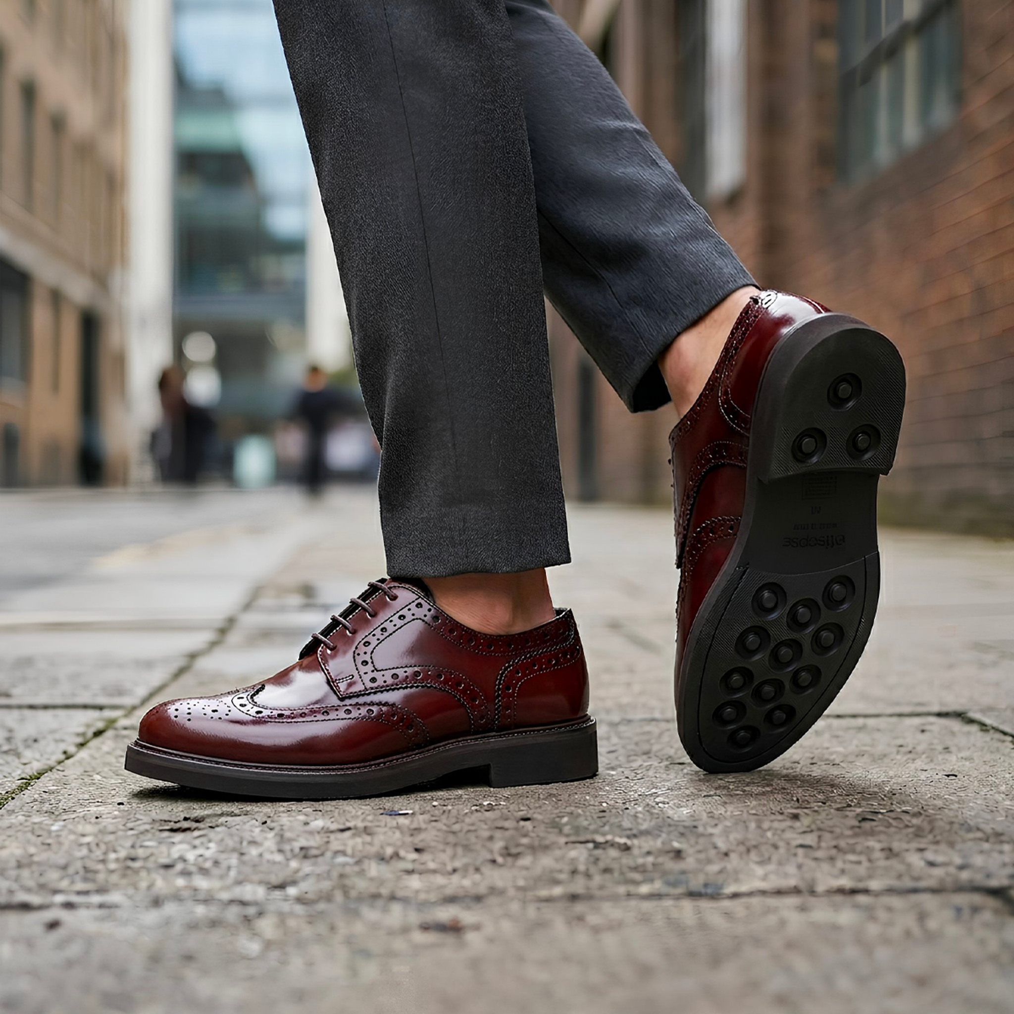 Derby cuoio in pelle spazzolata