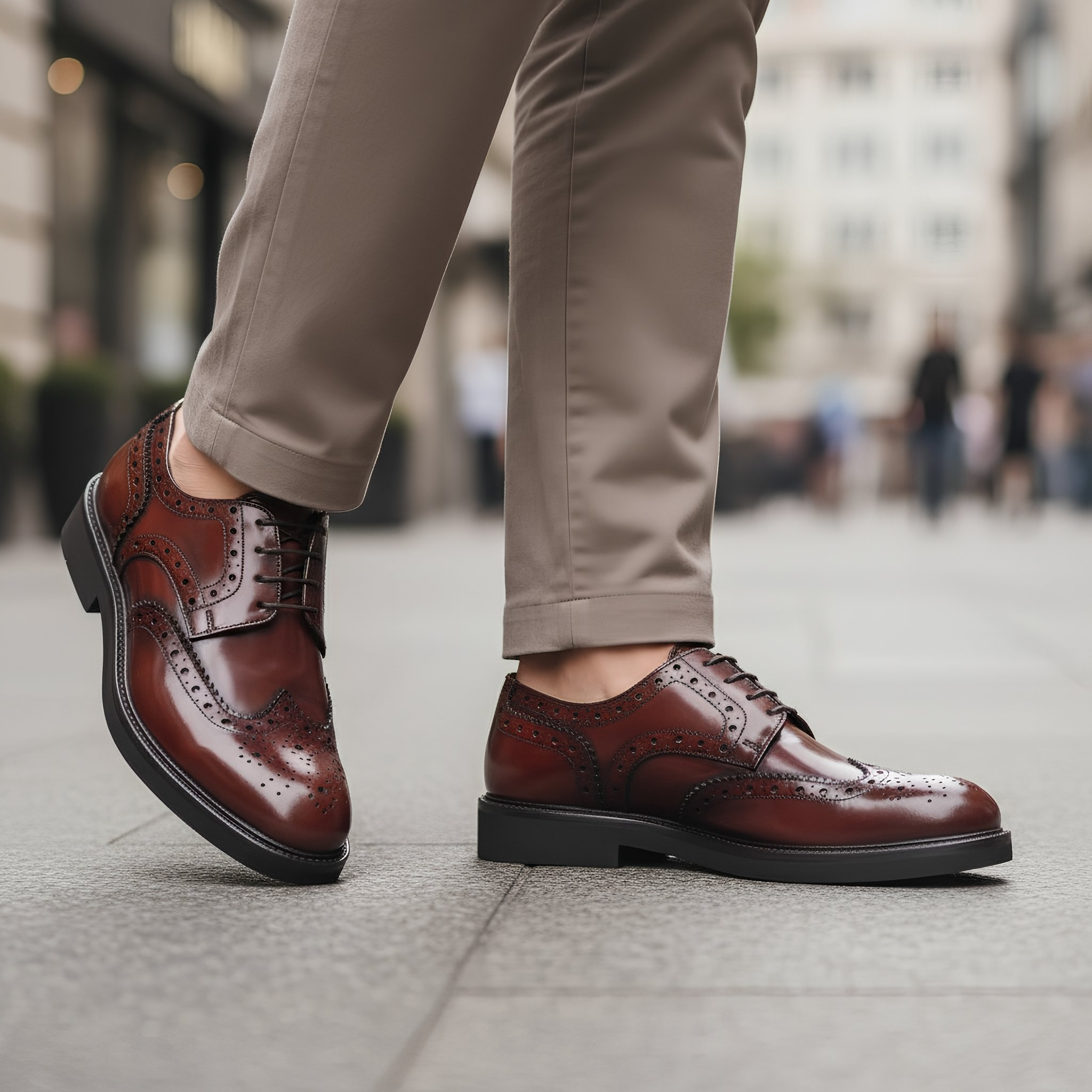 Derby cuoio in pelle spazzolata