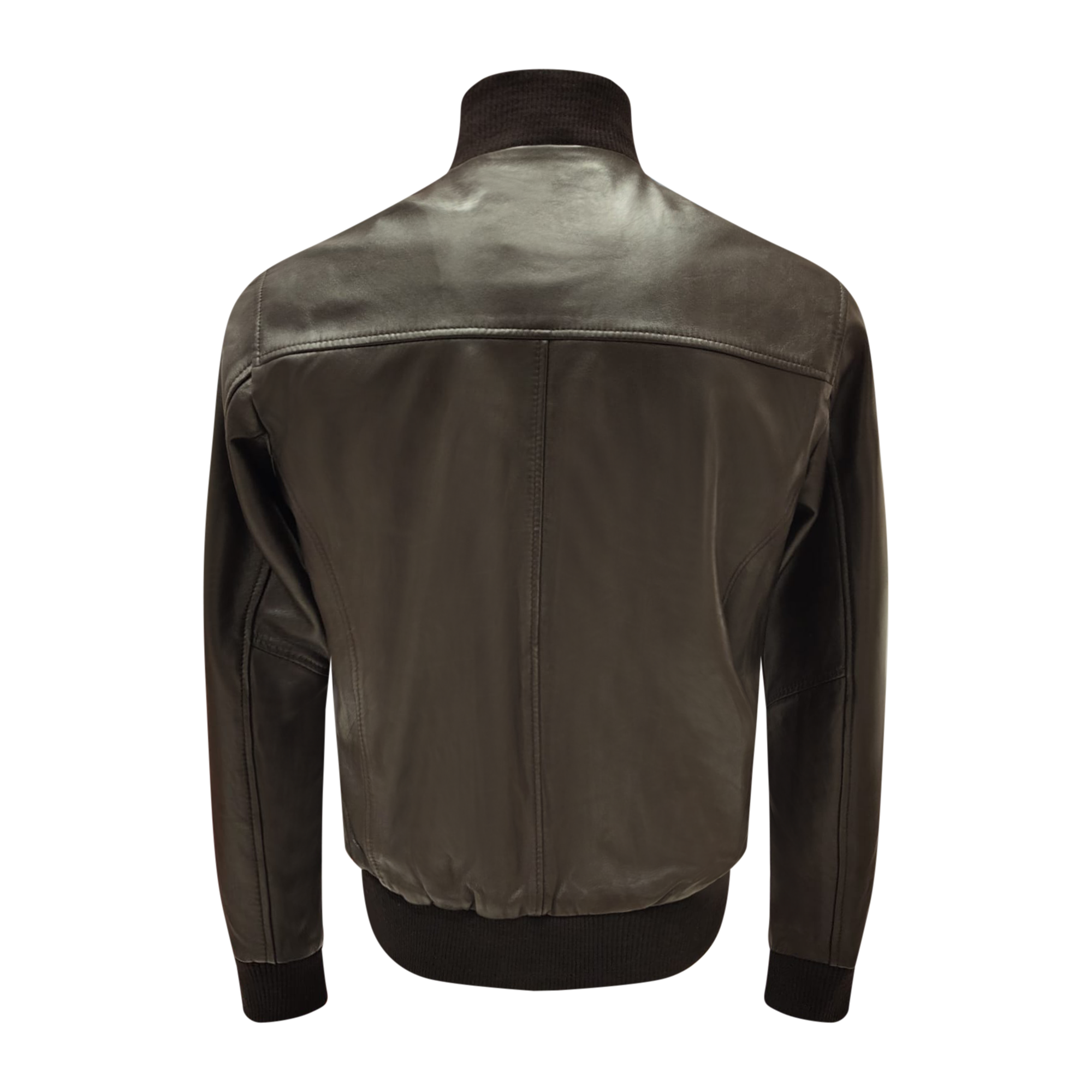 Black leather bomber jacket