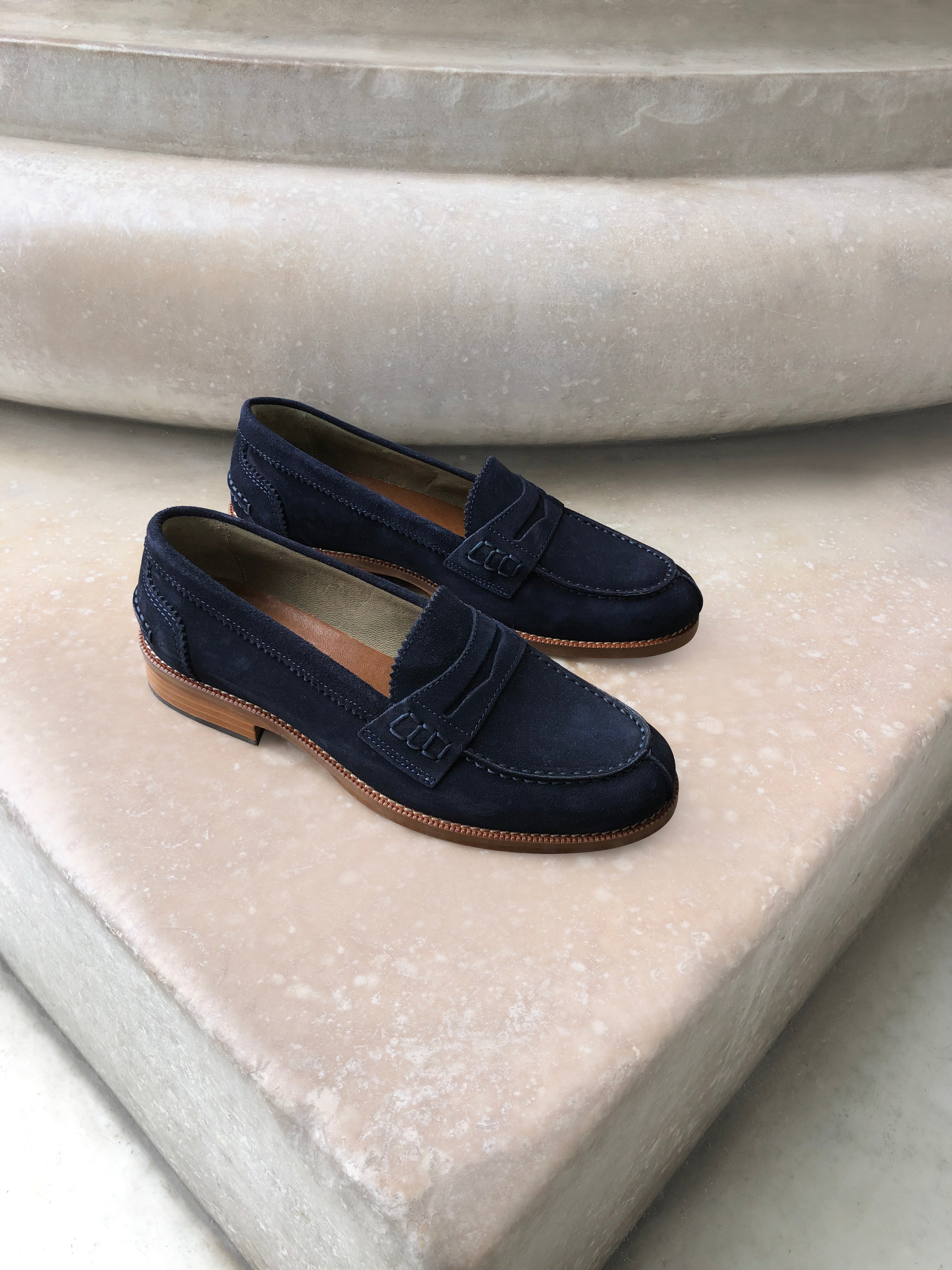 Mocassini indaco in camoscio