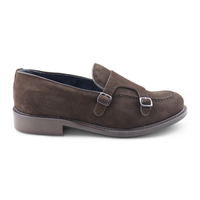 Double dark brown suede buckle