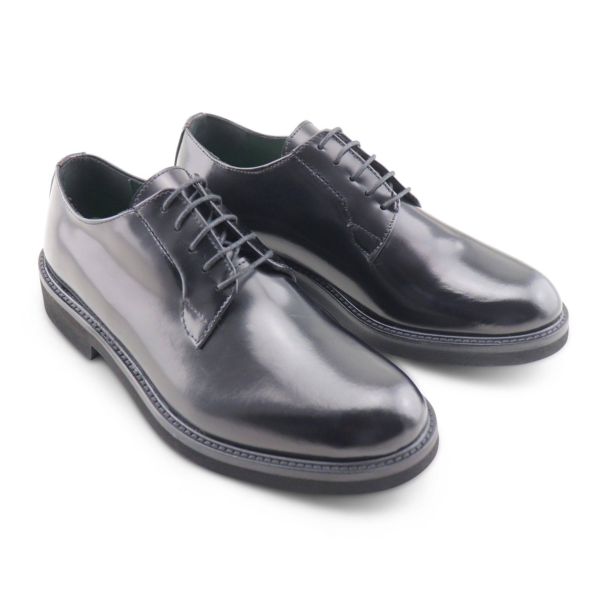 Black Derby in brushed leather