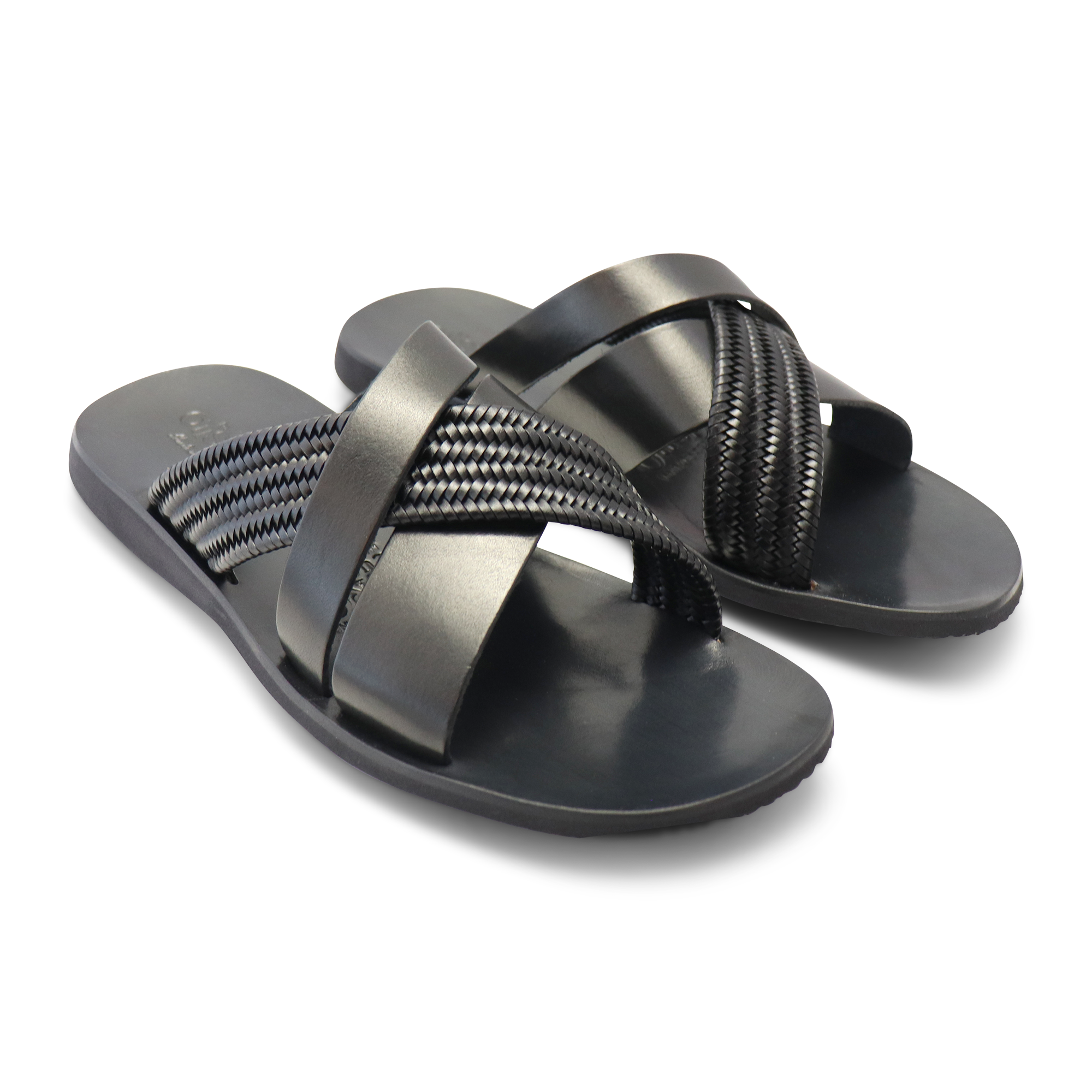 Sandali neri in pelle