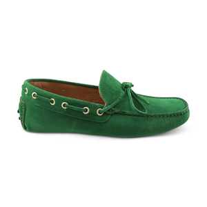 Grüne Wildleder-Loafer mit Gummisohle
