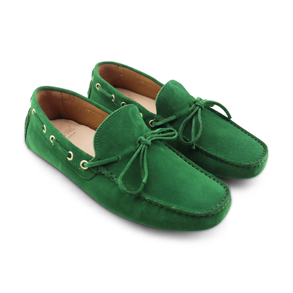 Grüne Wildleder-Loafer mit Gummisohle