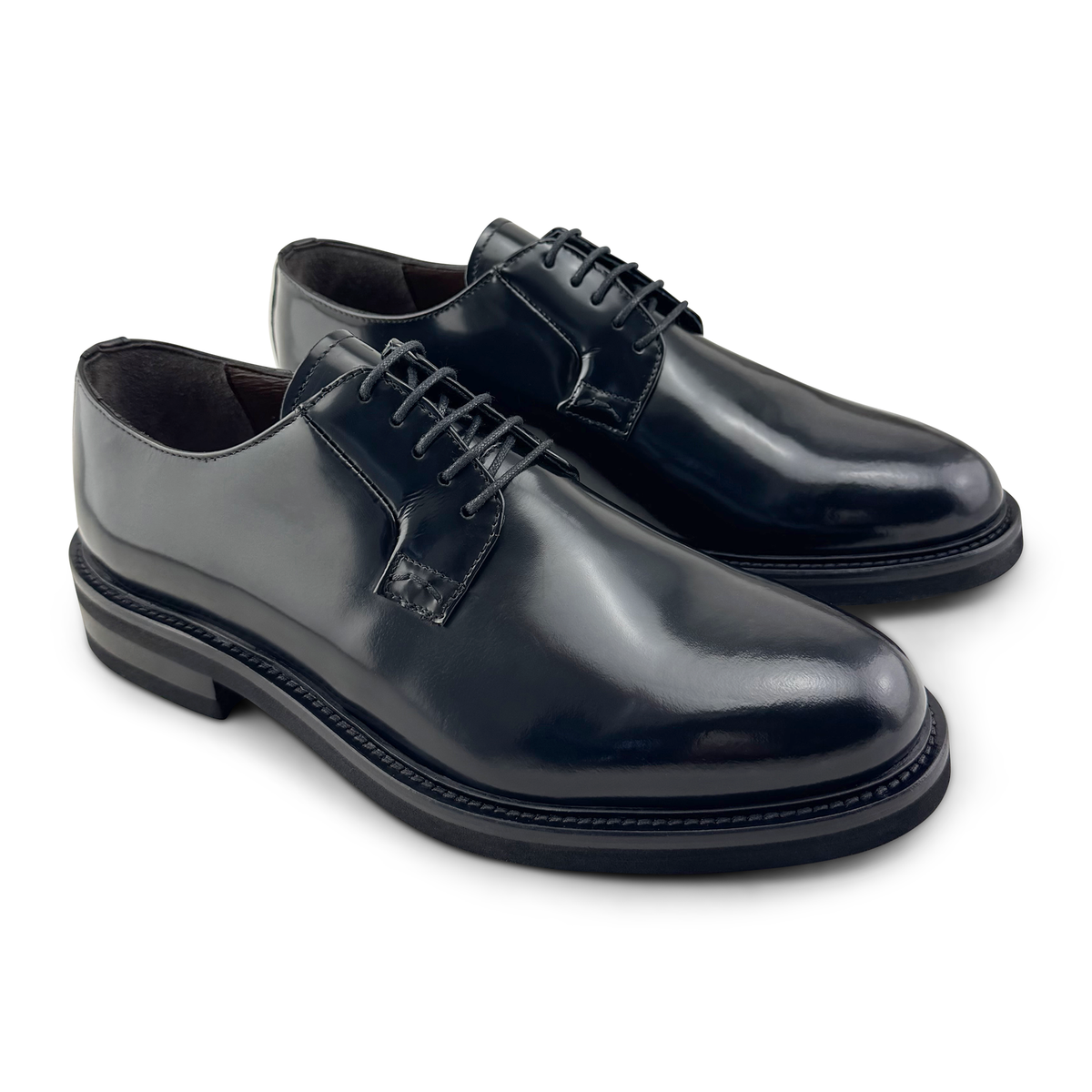 Derby Vibram in pelle nera abrasivata