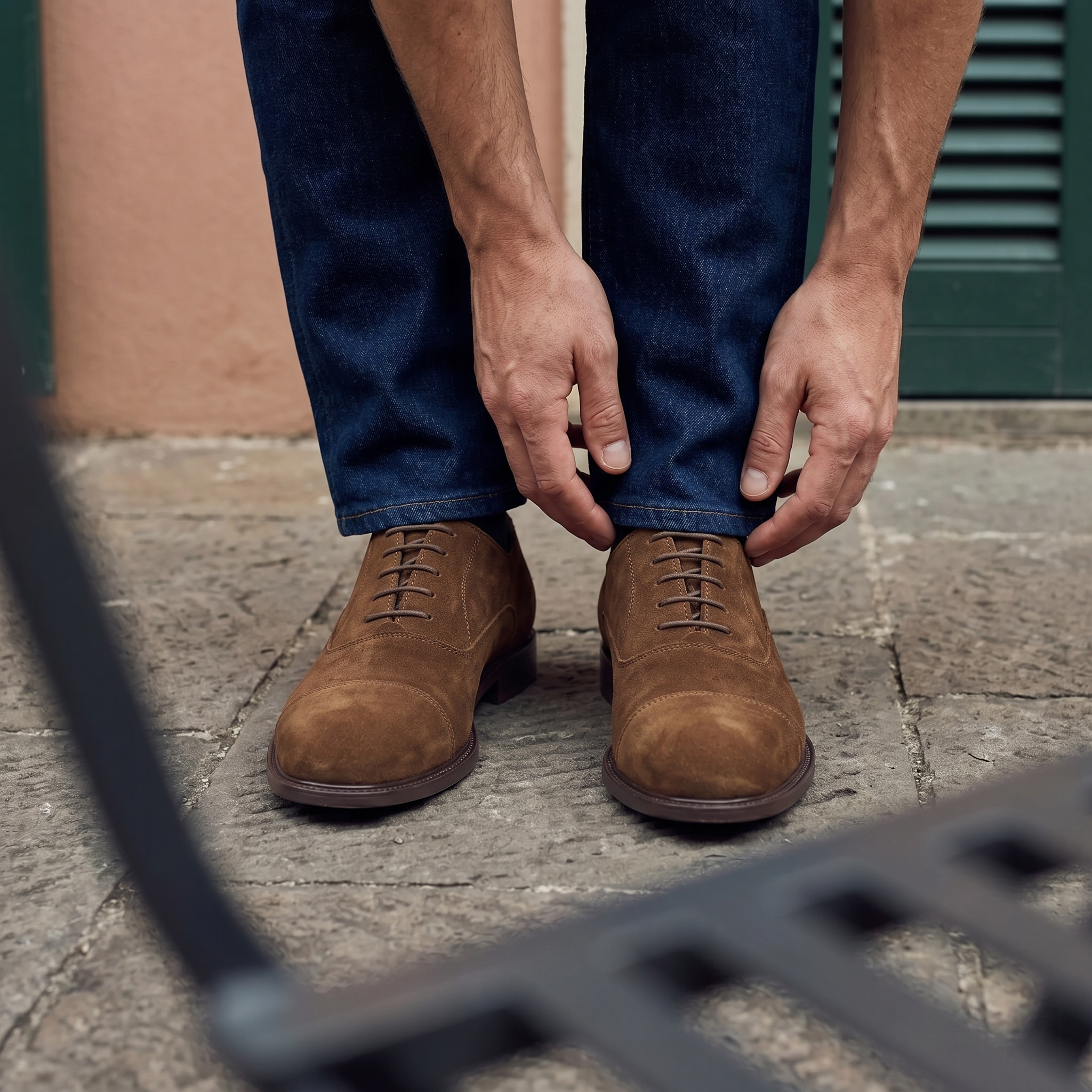 Brown suede Oxford shoe