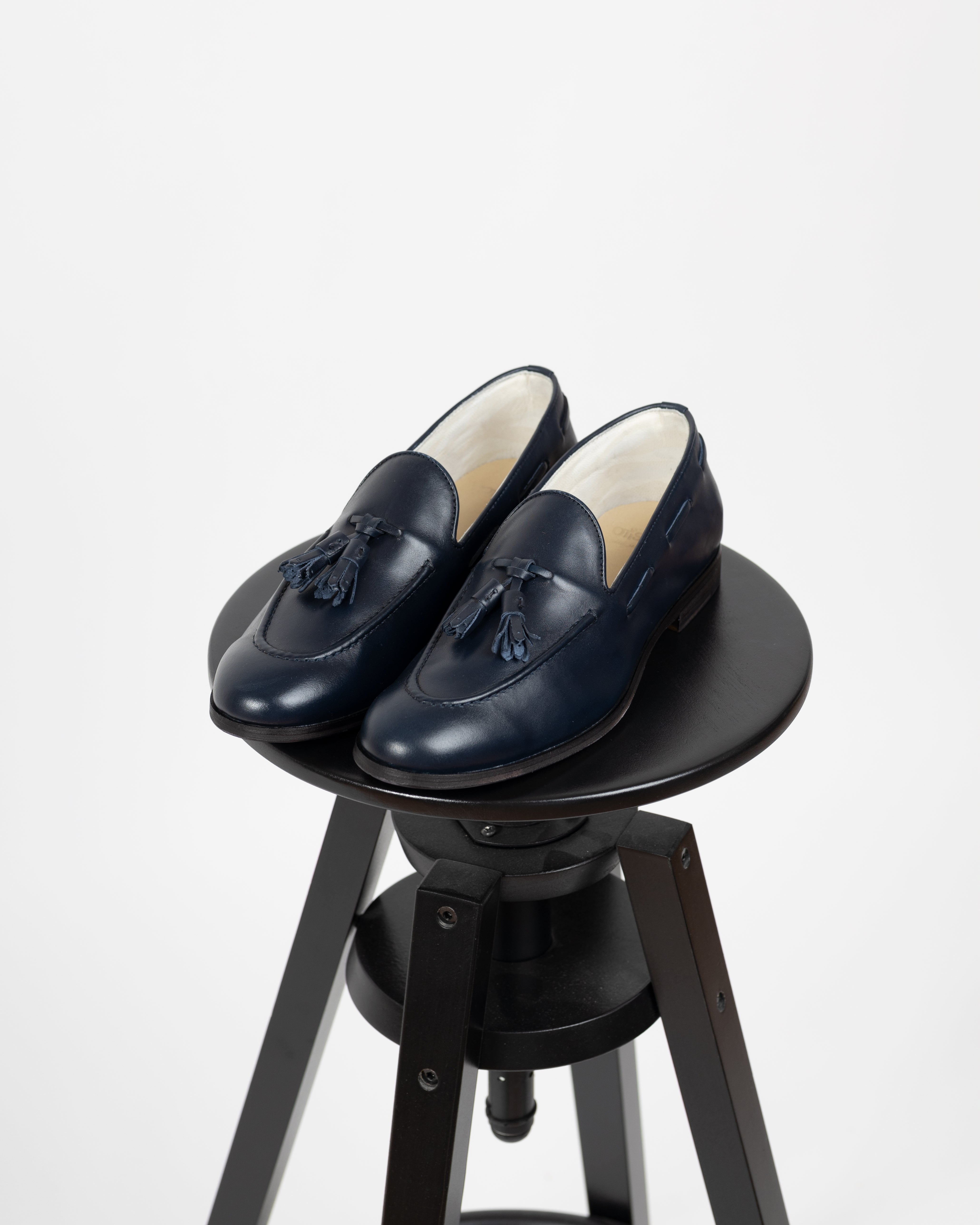 Slippers blu in pelle