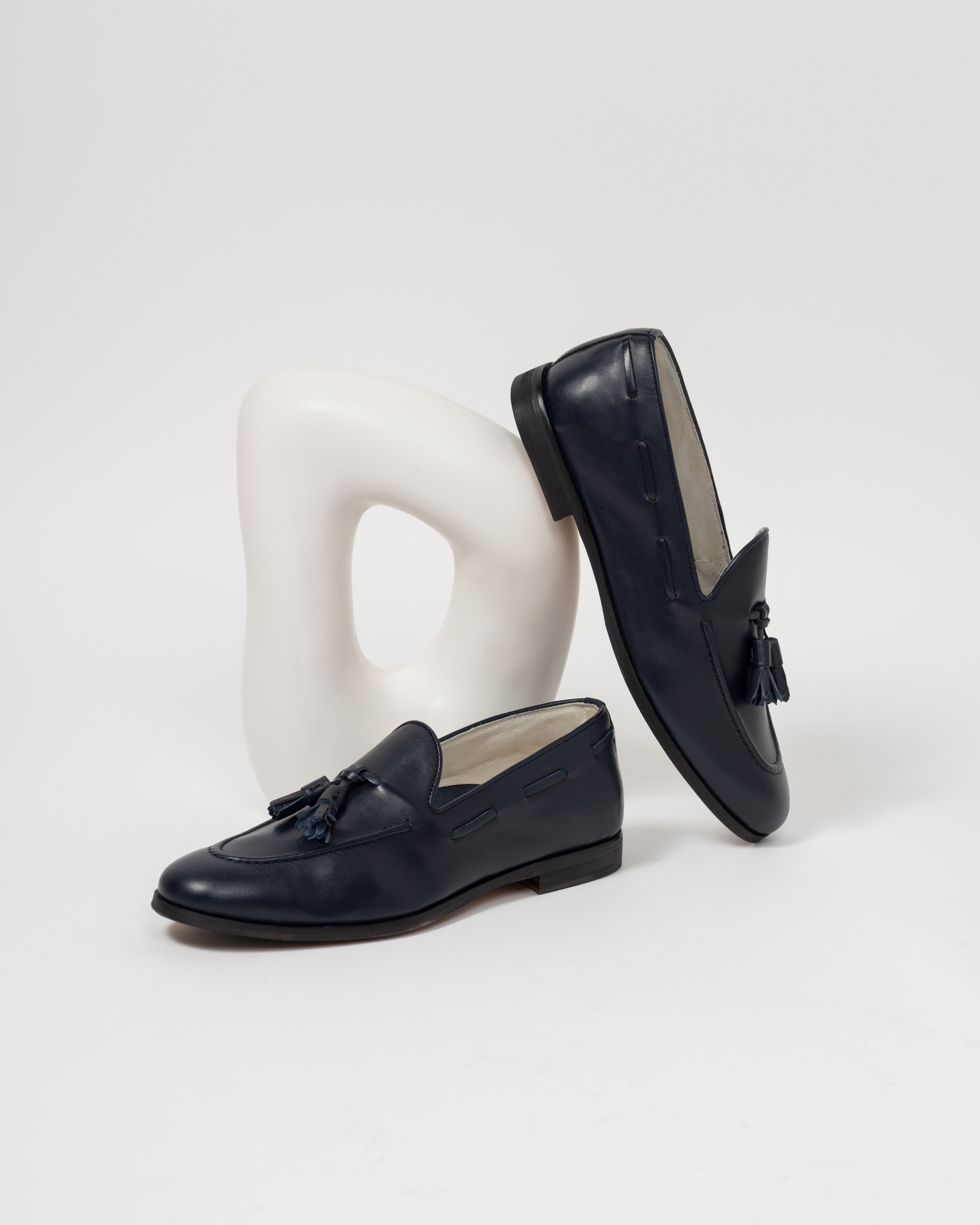 Slippers blu in pelle