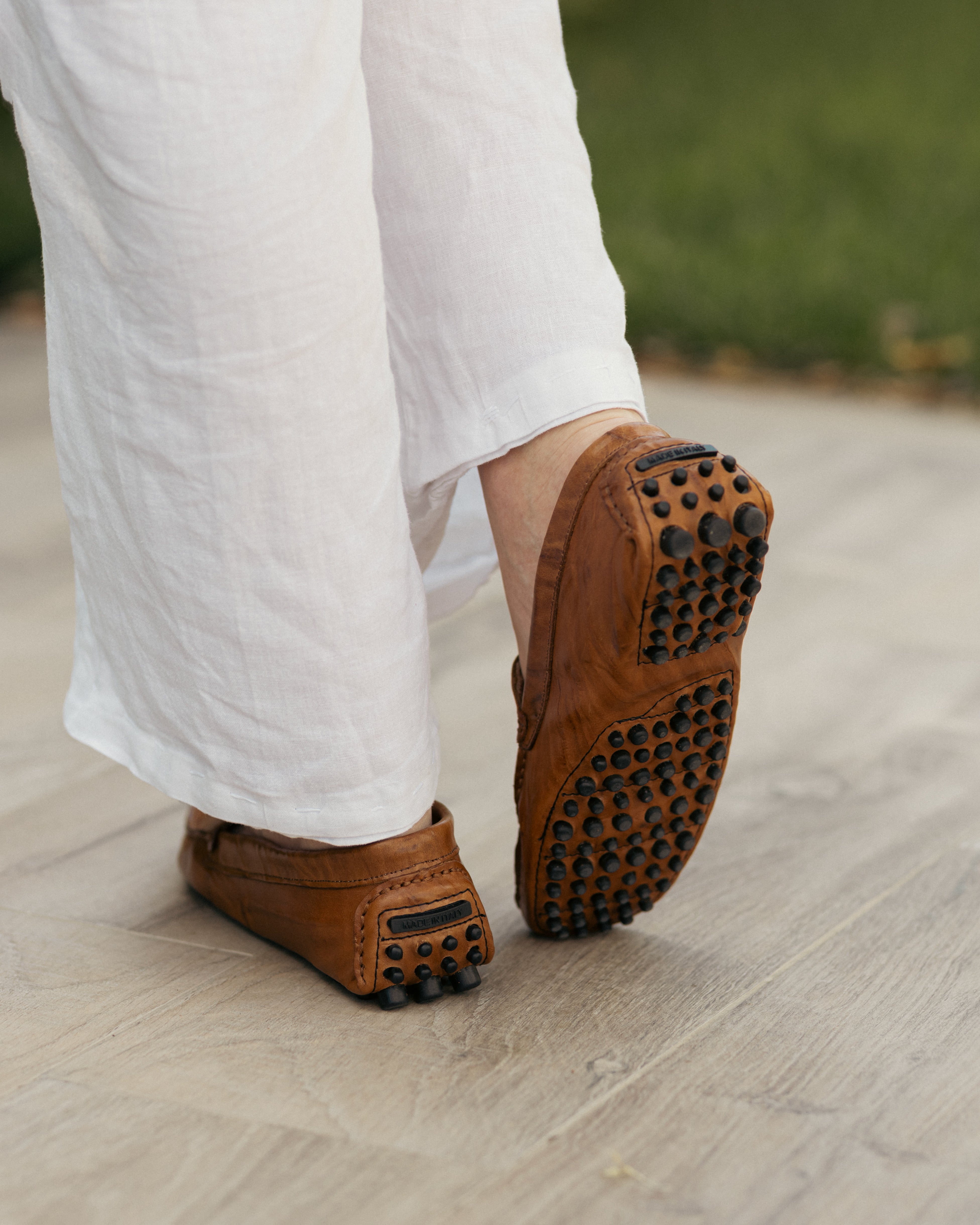 Leather moccasins in leather