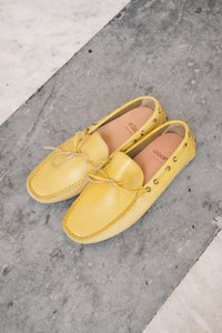 Yellow leather driving shoes