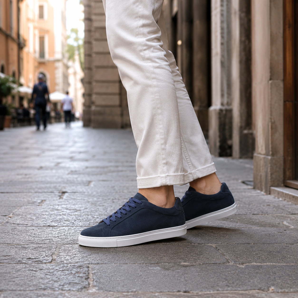 Sneakers in camoscio blu