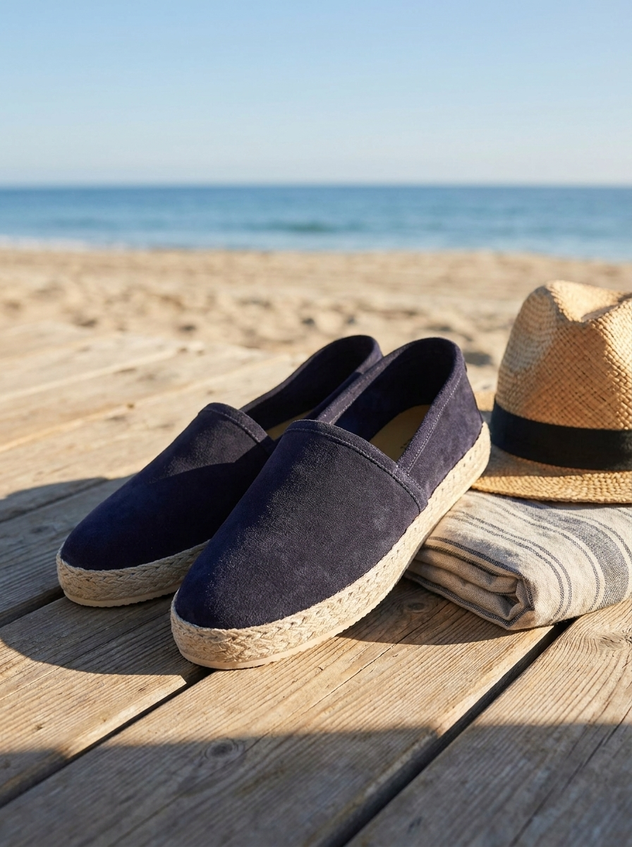 Espadrillas blu in camoscio